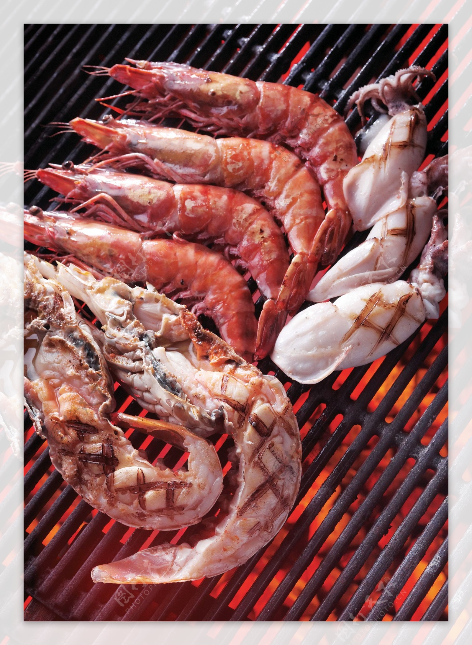 鱼虾蟹烧烤摄影图片