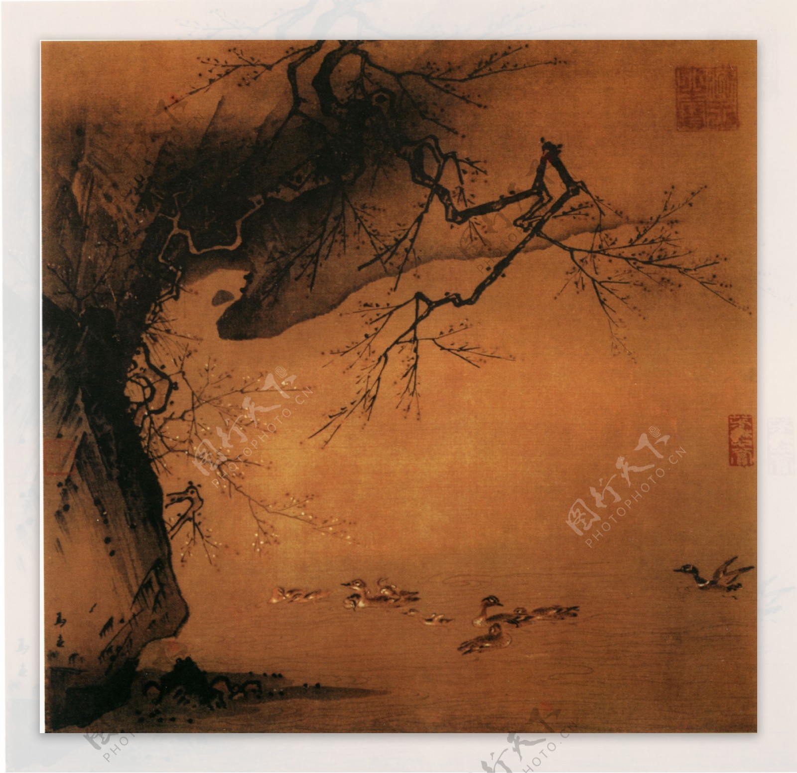 梅石溪凫图山水画中国古画0173