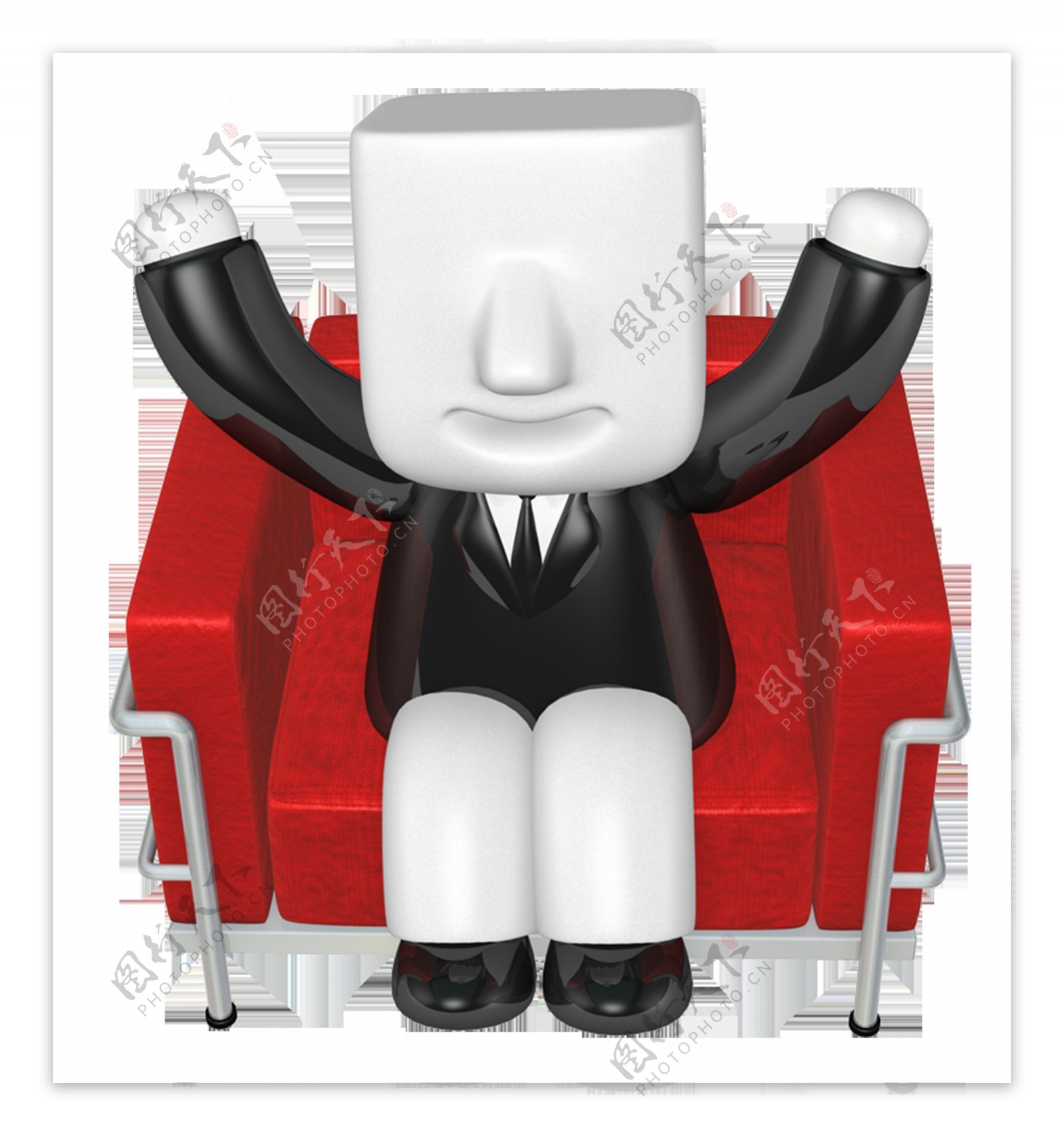 红色老板椅3D人物元素