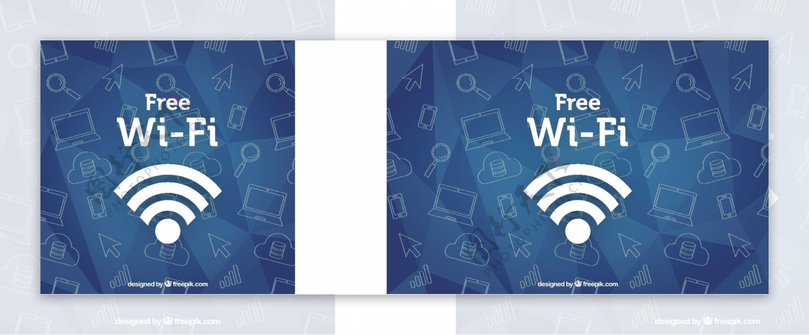 Wifi图标抽象图案蓝色背景