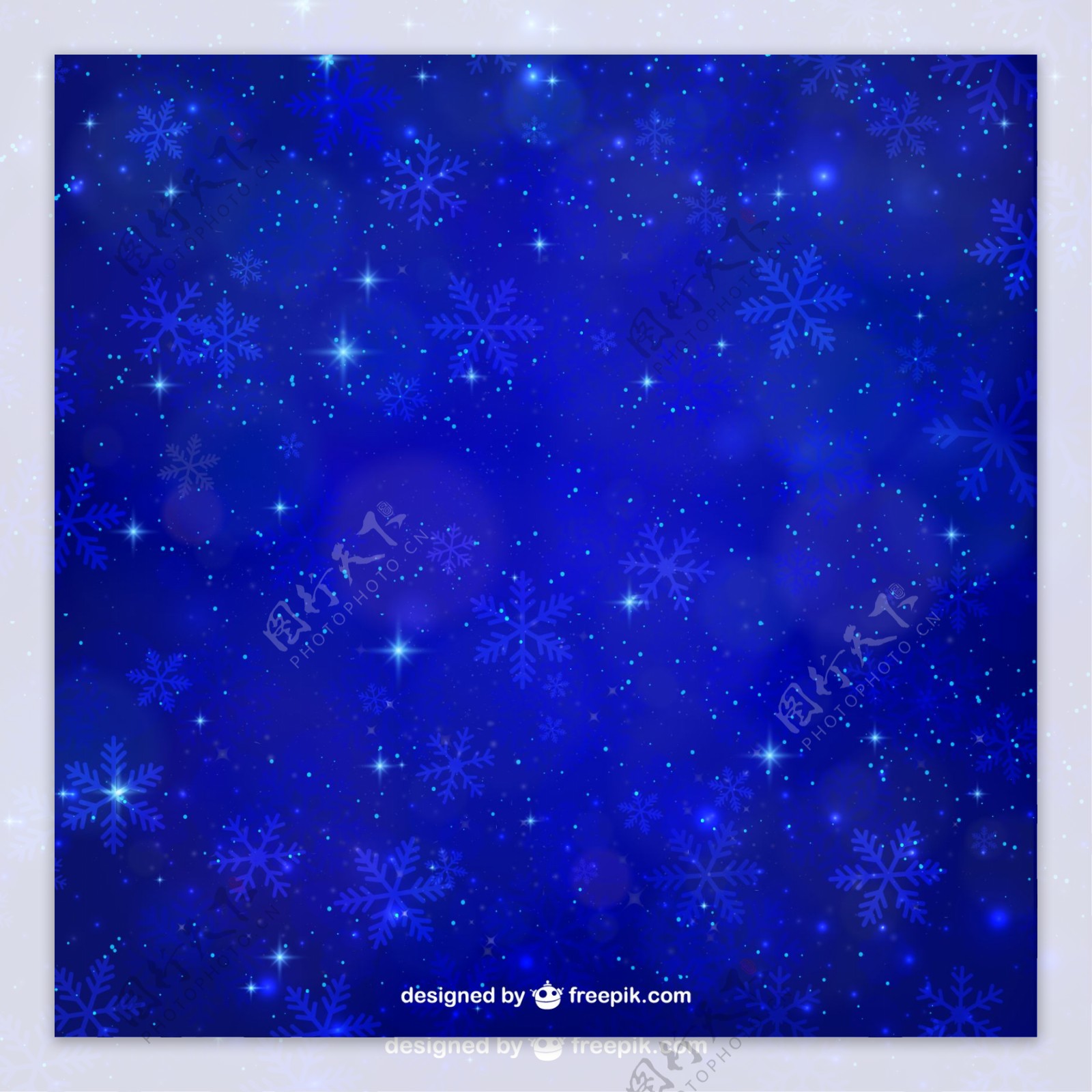 蓝色雪花背景与星星