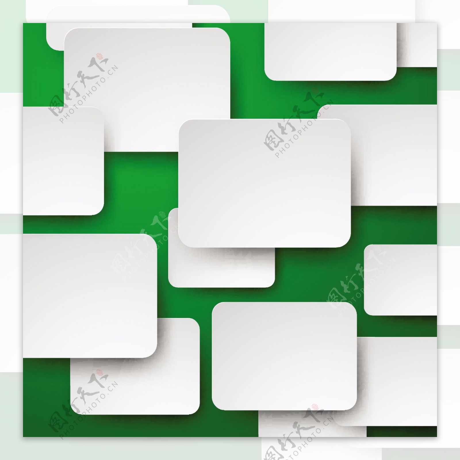 绿色背景下的白色方块矢量素材