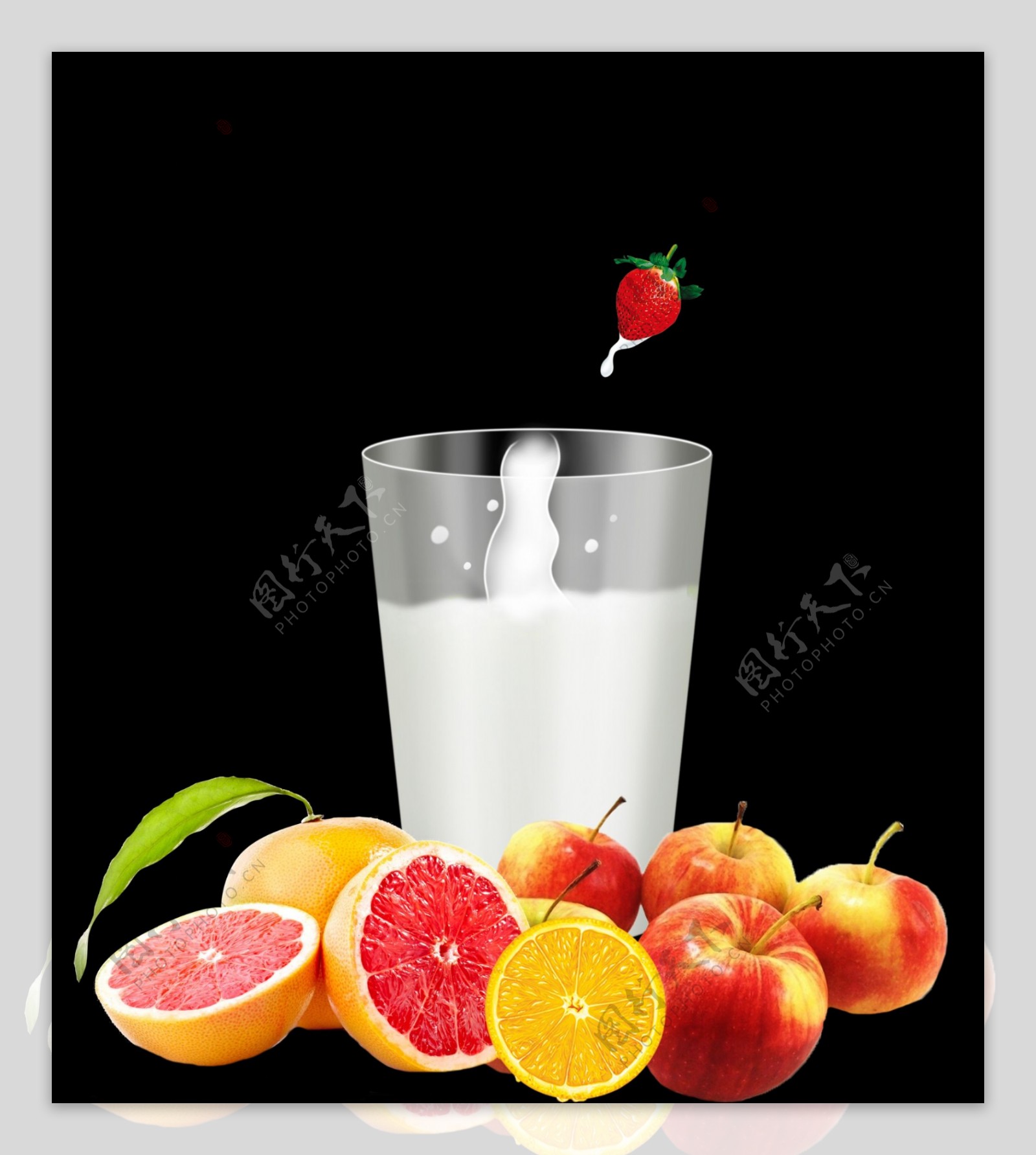 牛奶草莓素材图片