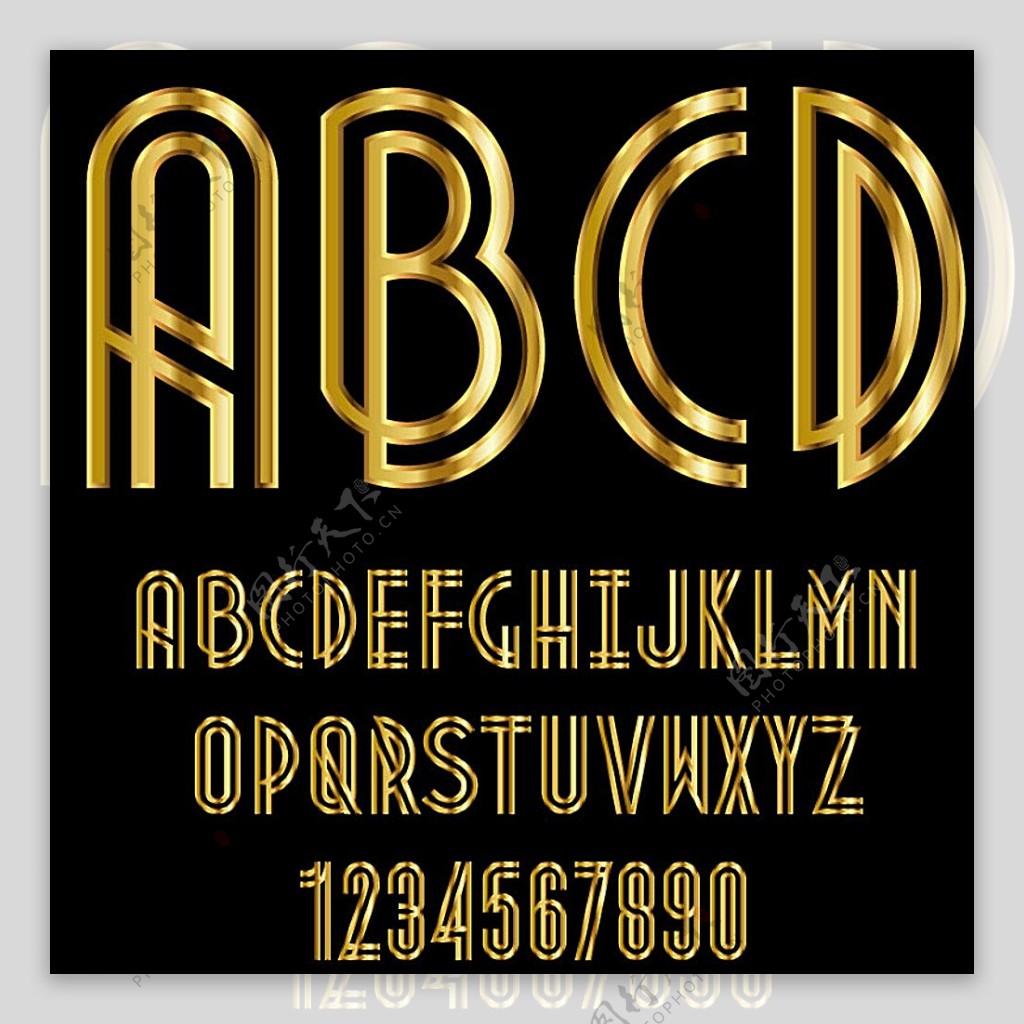 金色光泽字母设计矢量素材图片
