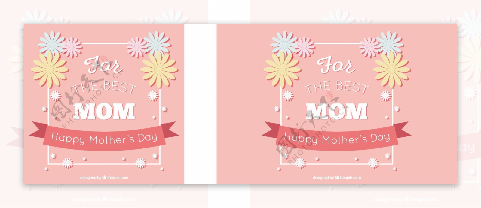 粉红色背景与母亲节装饰鲜花