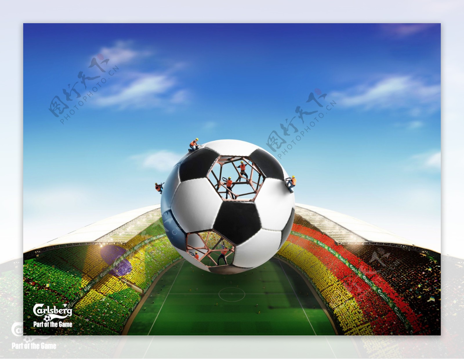 2014世界杯足球场建设海报PSD源文件