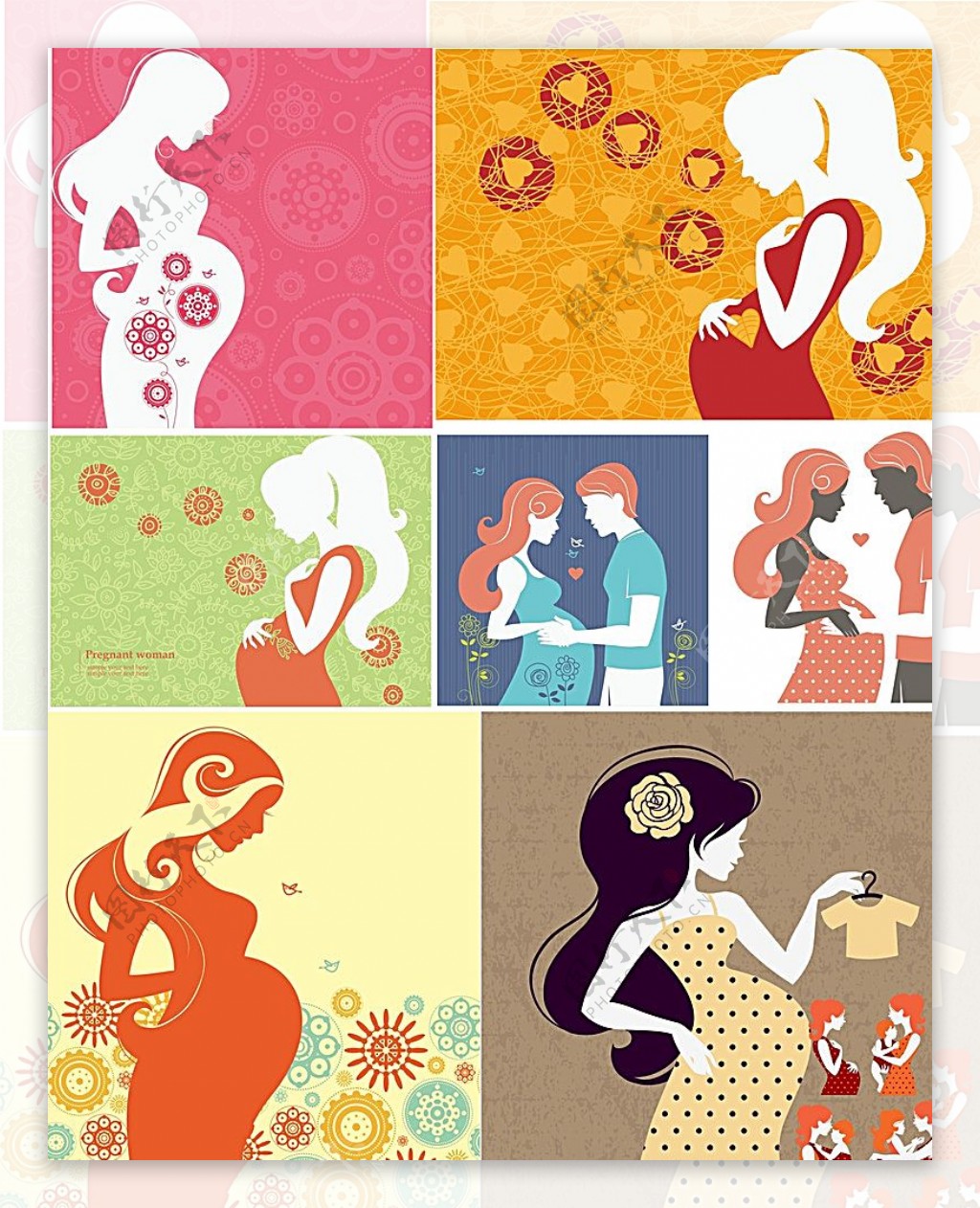 孕妇人物剪影设计图片
