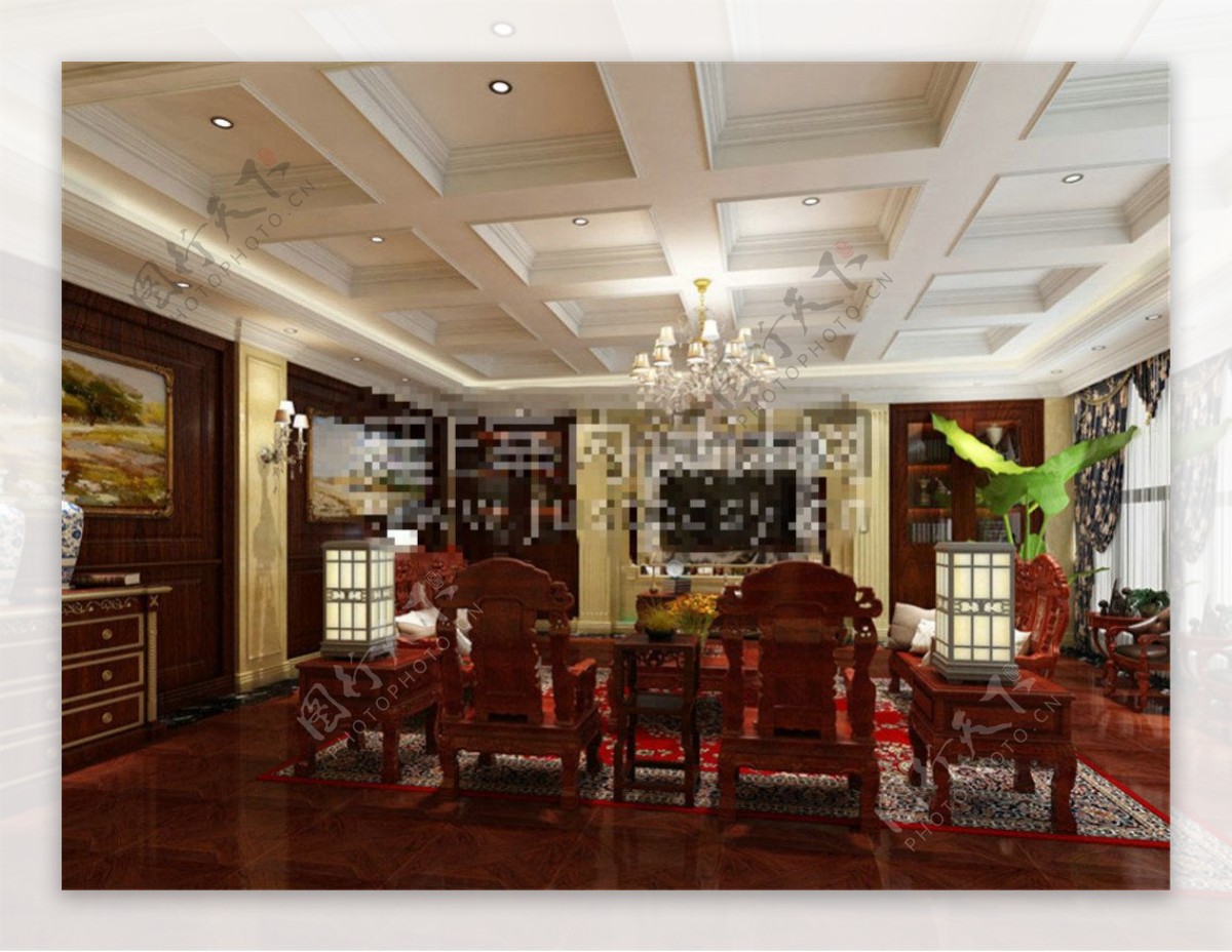 古典餐厅3D模型室内装修