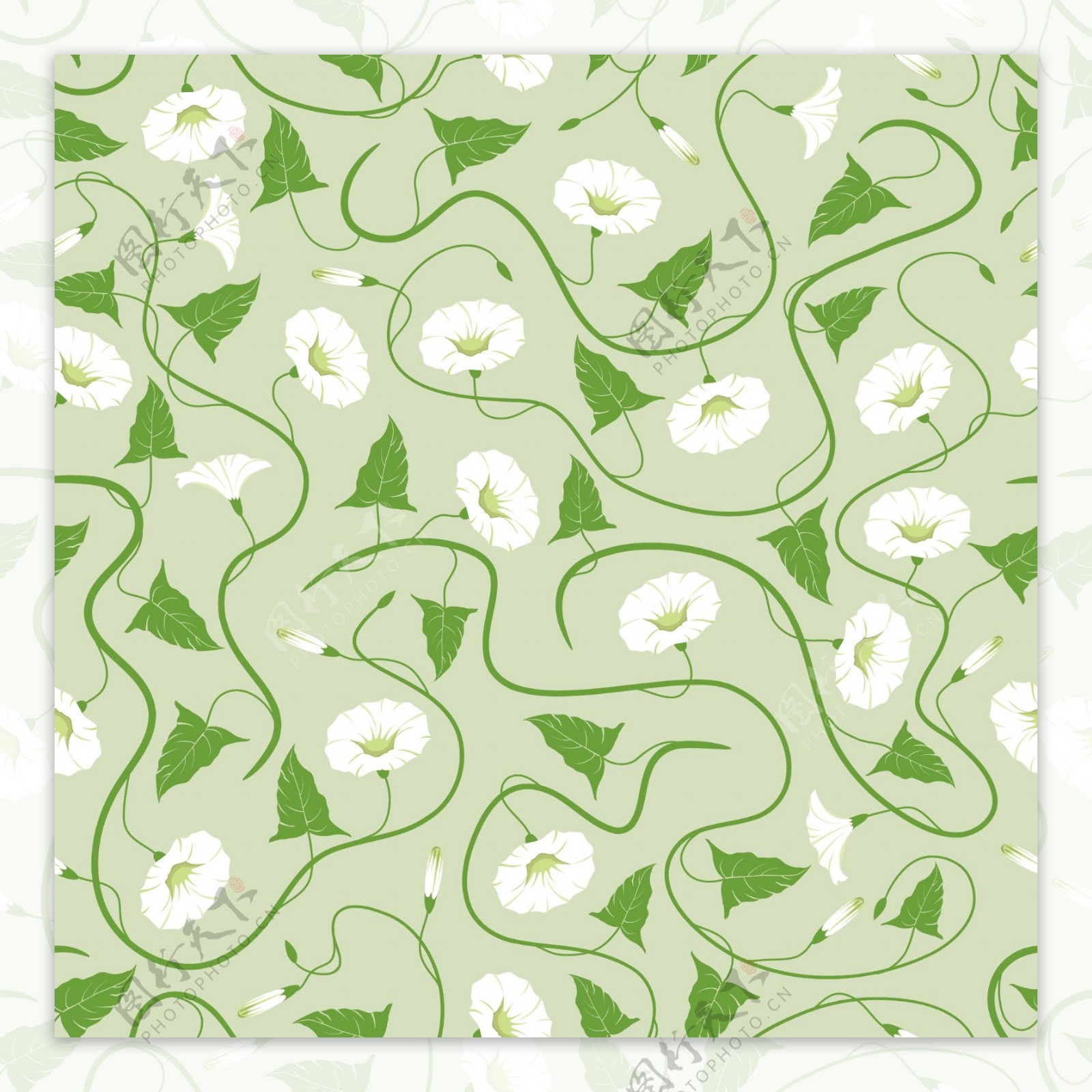 绿色花卉花纹背景图案