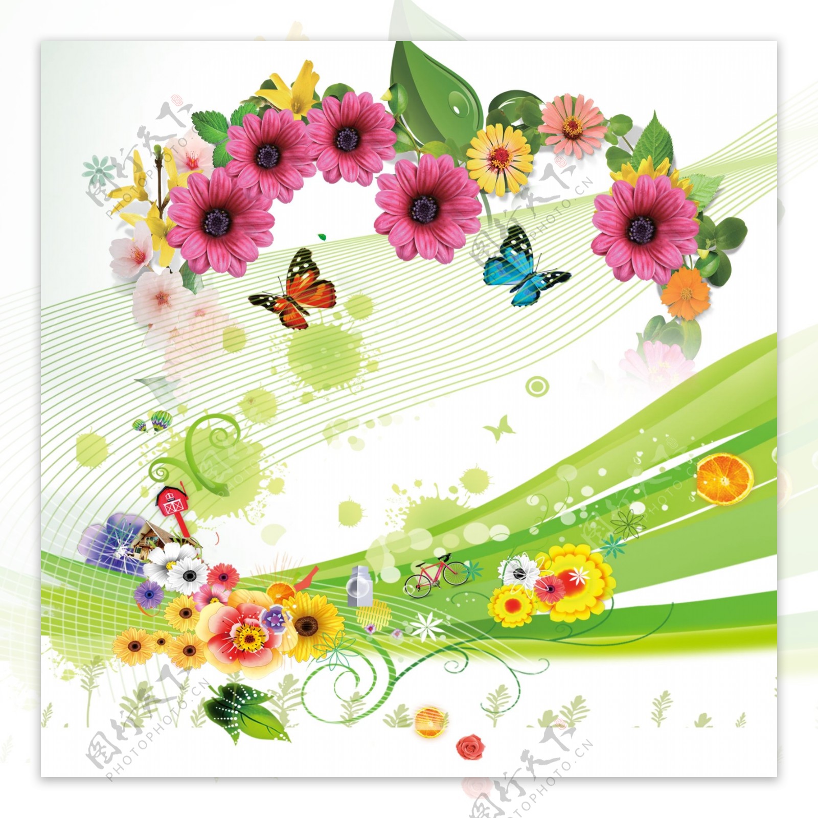 蝴蝶花朵背景素材