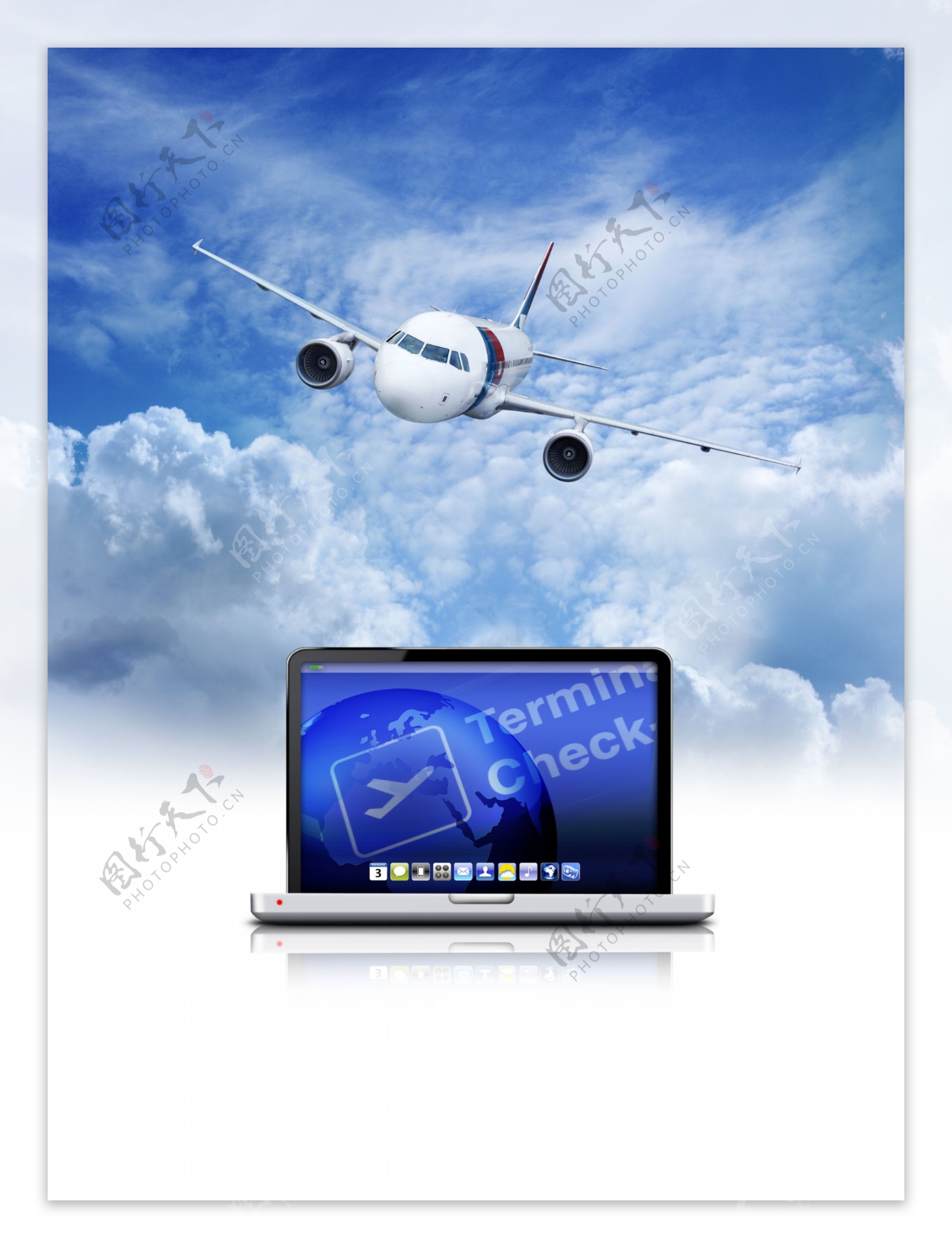 航空飞机与笔记本电脑图片