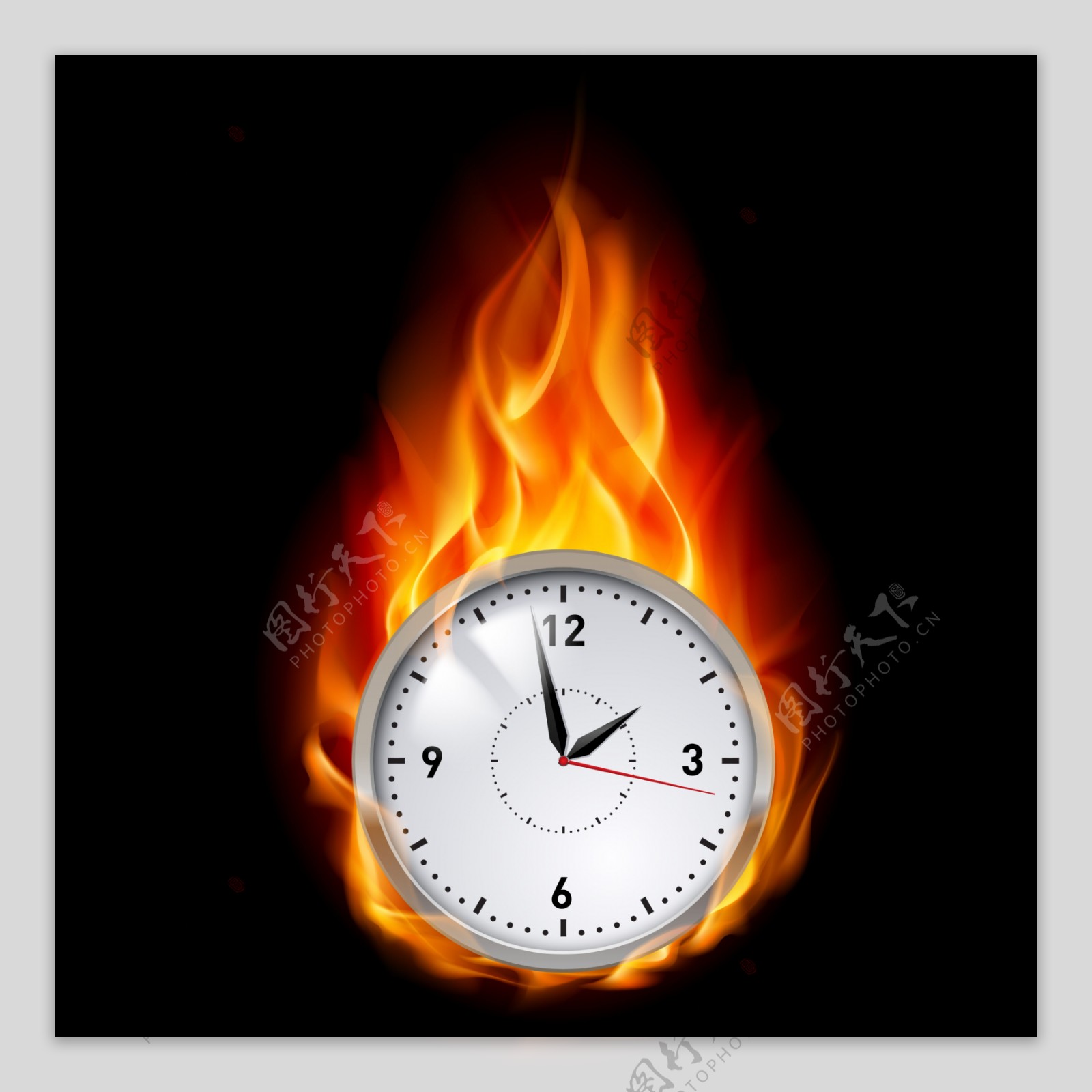 燃烧的时间钟表图片