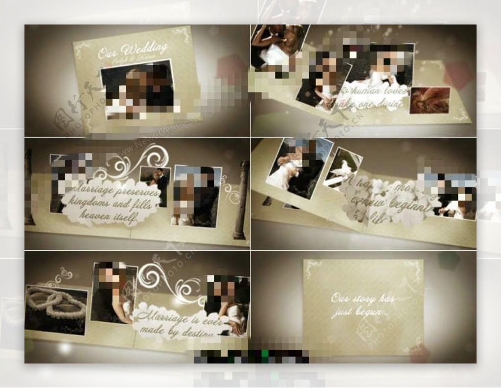 温馨的婚礼折叠相册AE模板