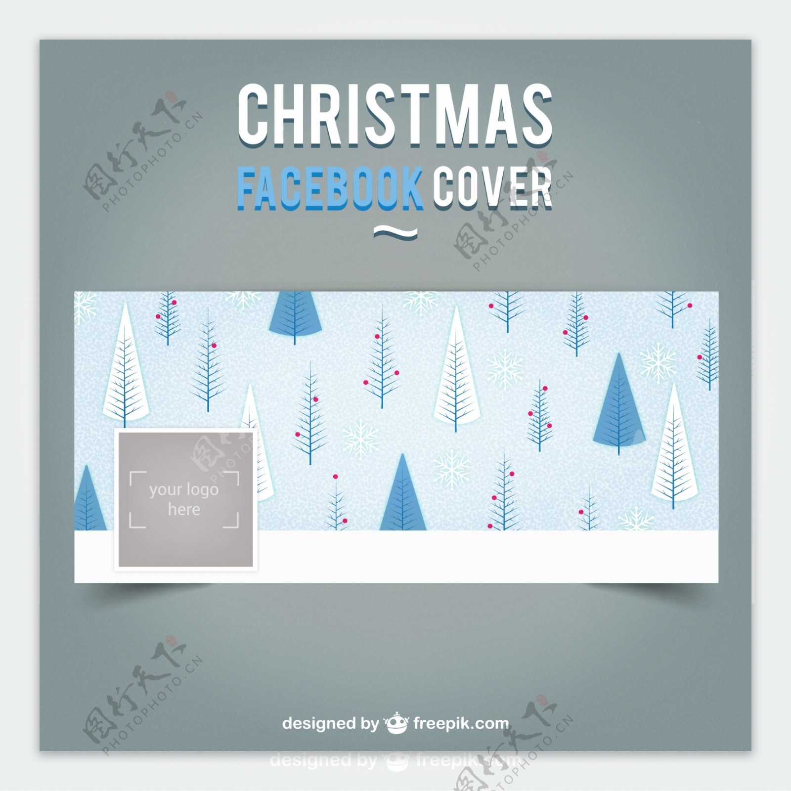 圣诞节树木背景卡片设计