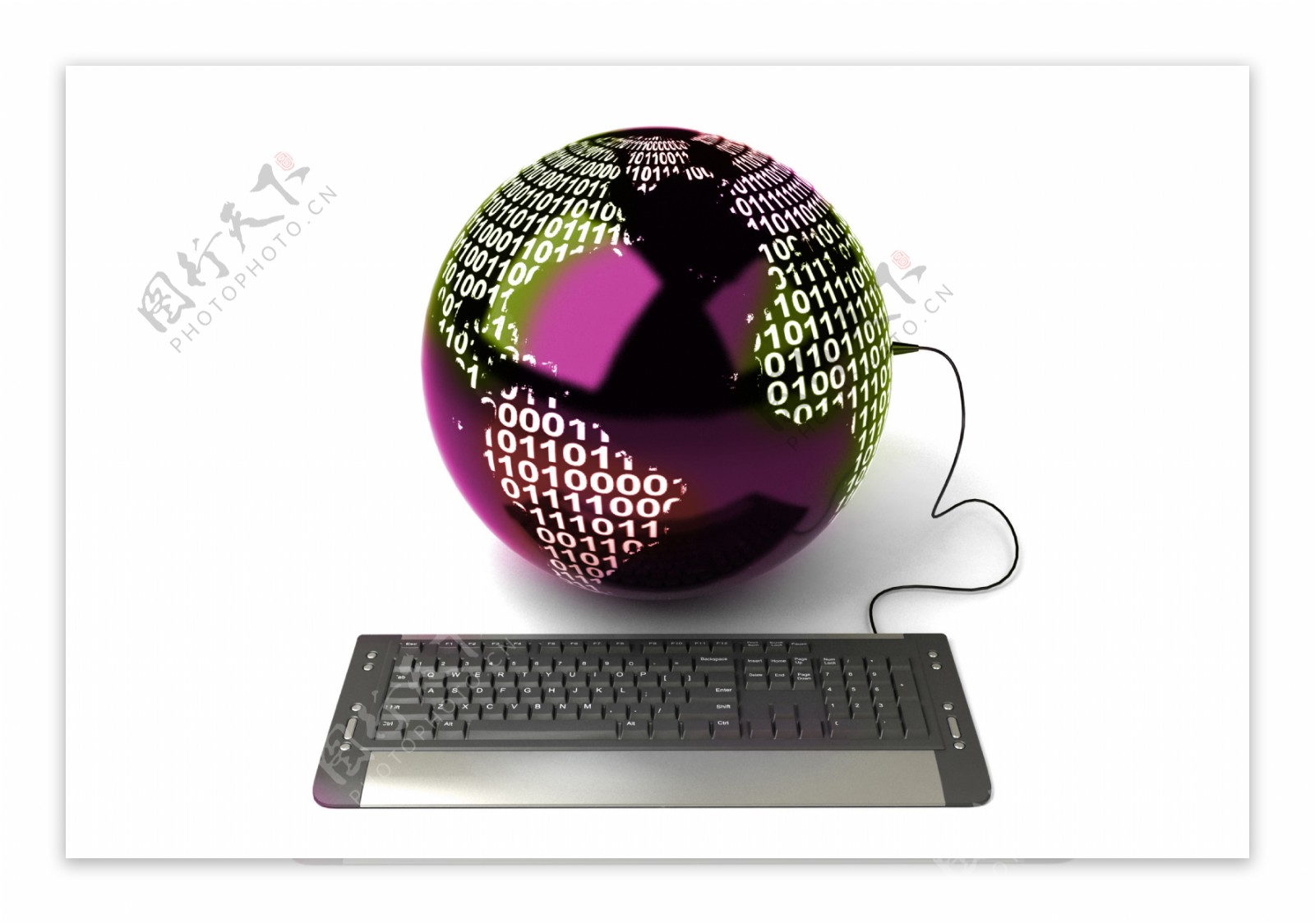 紫色球体和键盘图片