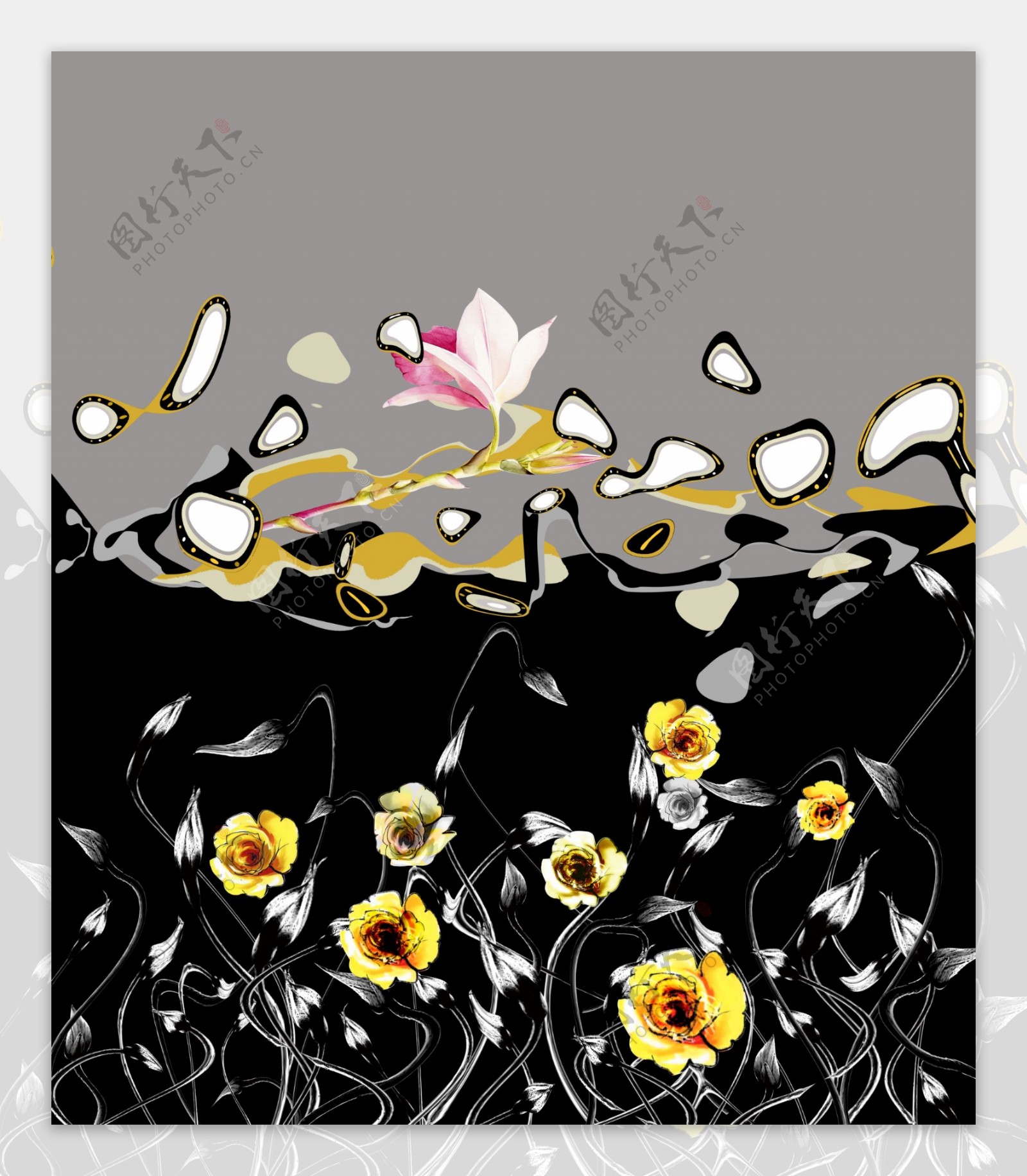 抽象花朵数码印花设计