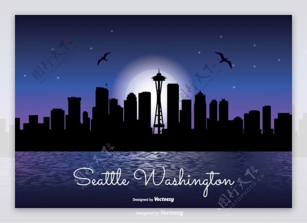 西雅图夜景天际线插图
