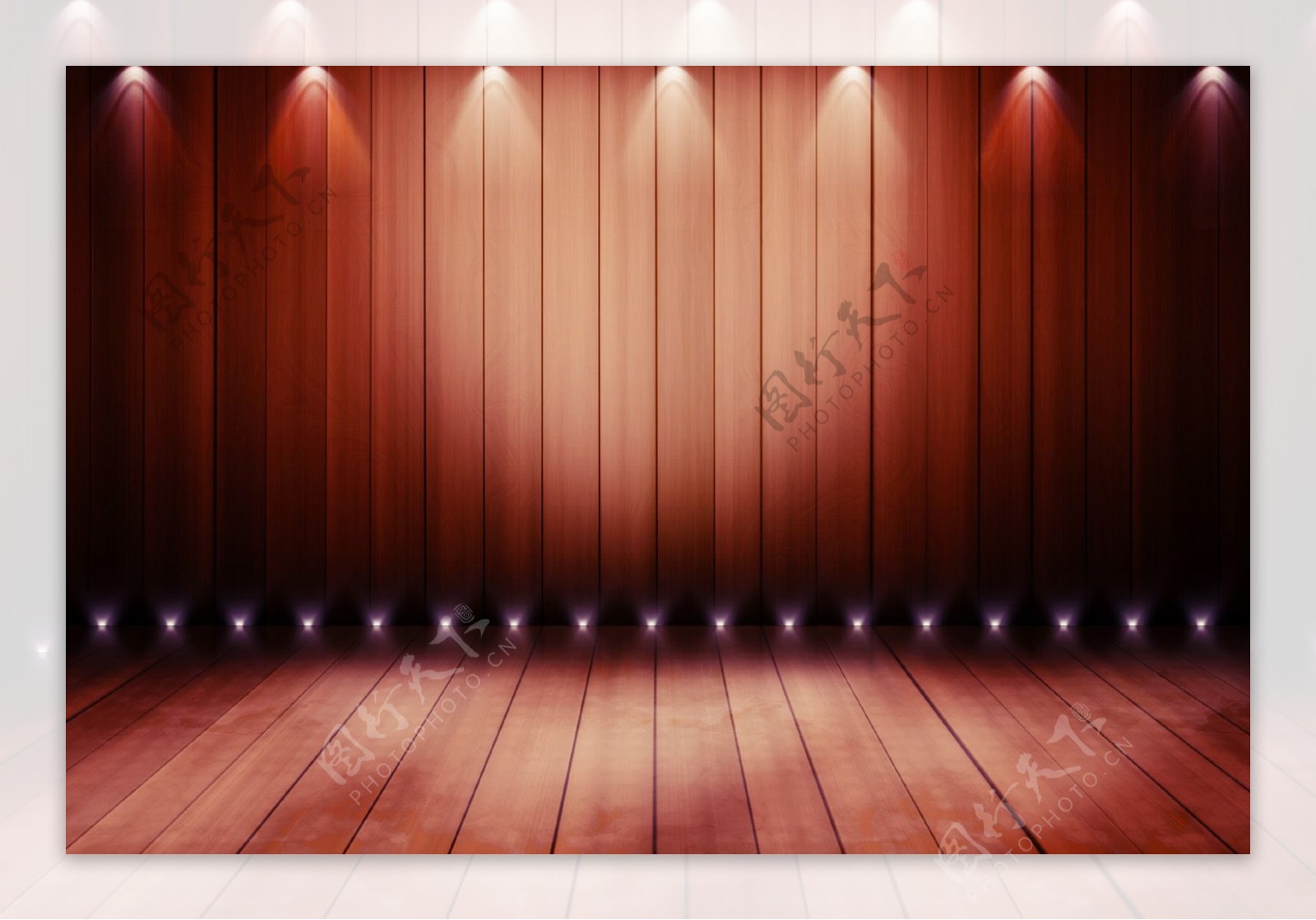 舞台灯光木地板背景剧院