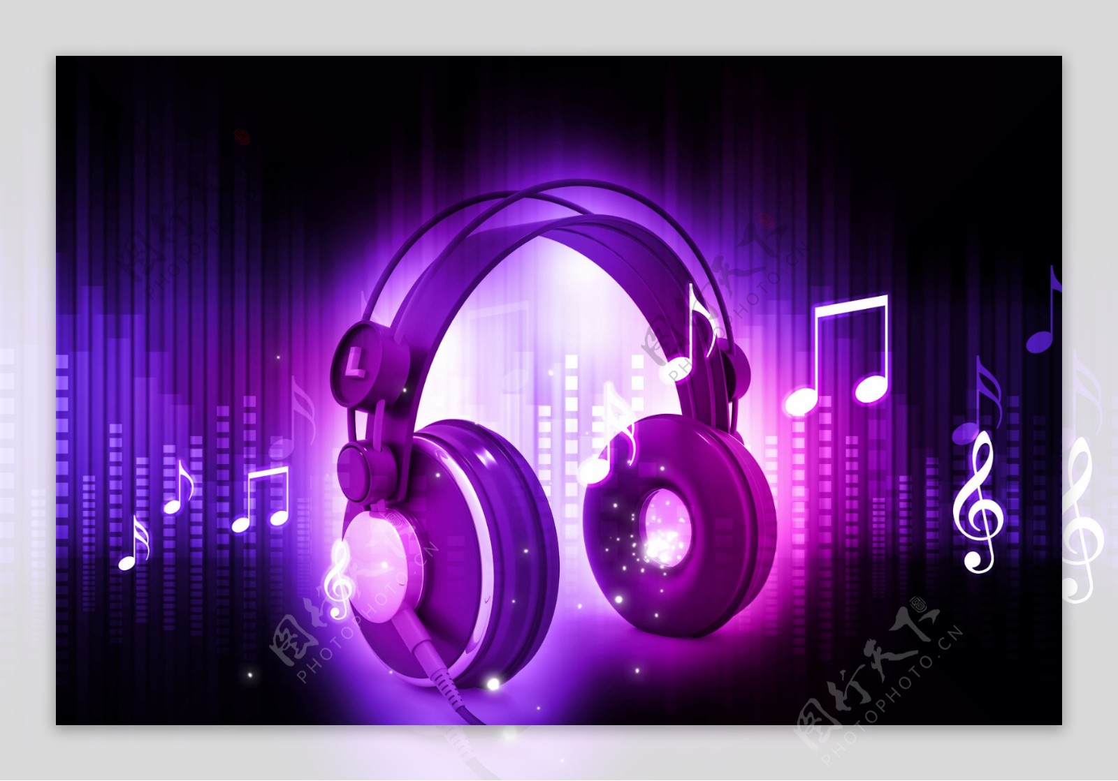 紫色梦幻耳机图片