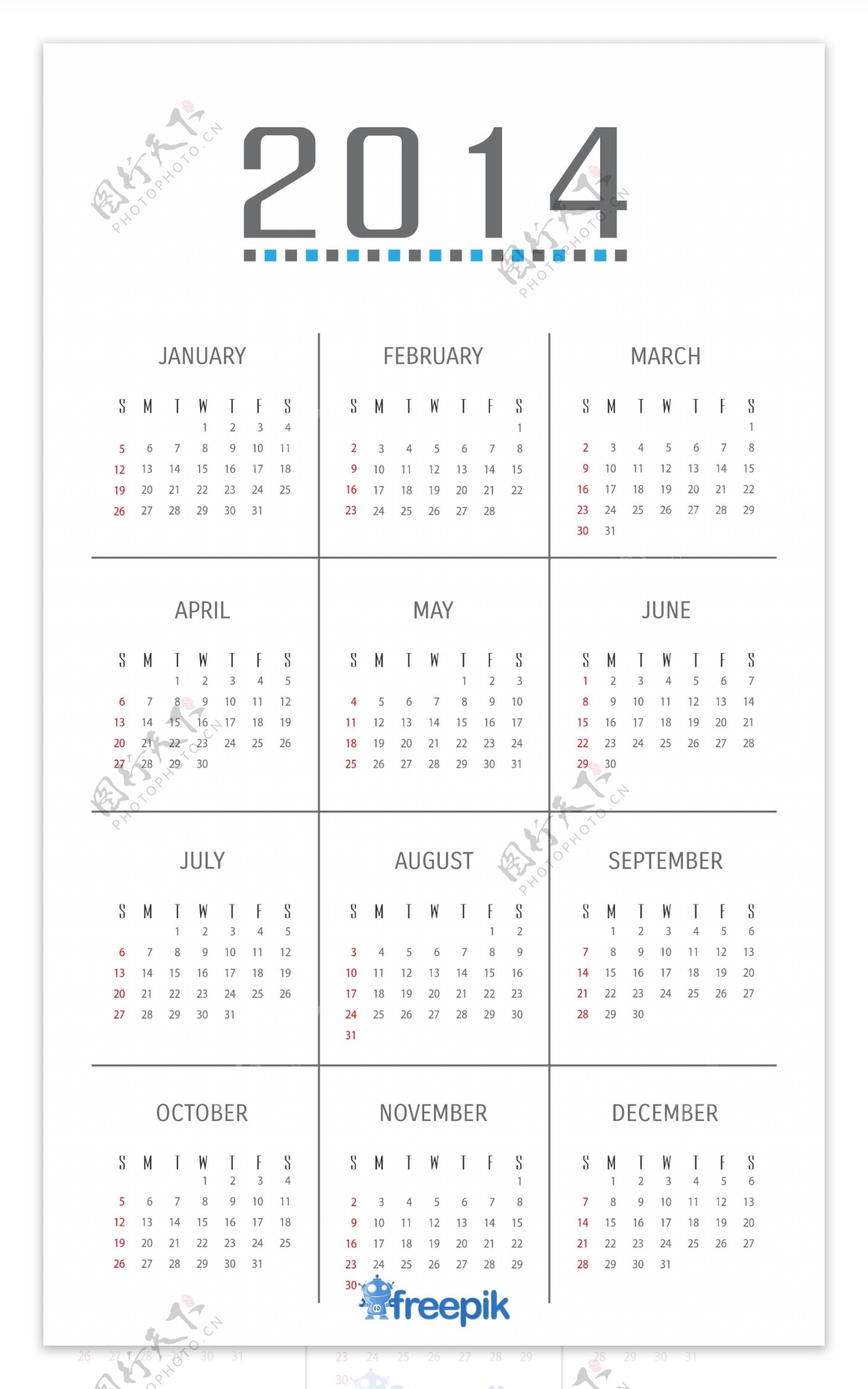 2014日历与简约设计