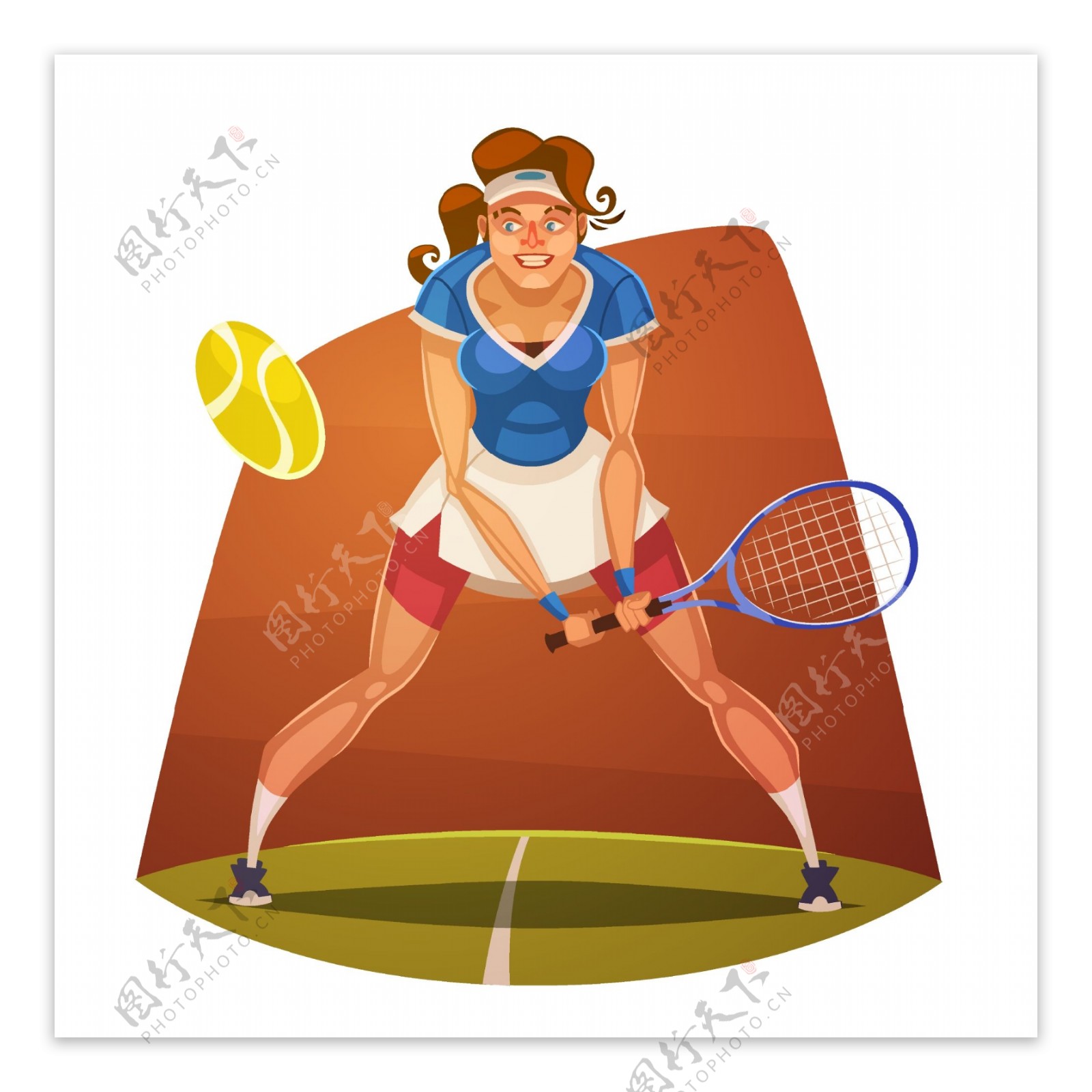卡通网球运动员矢量素材