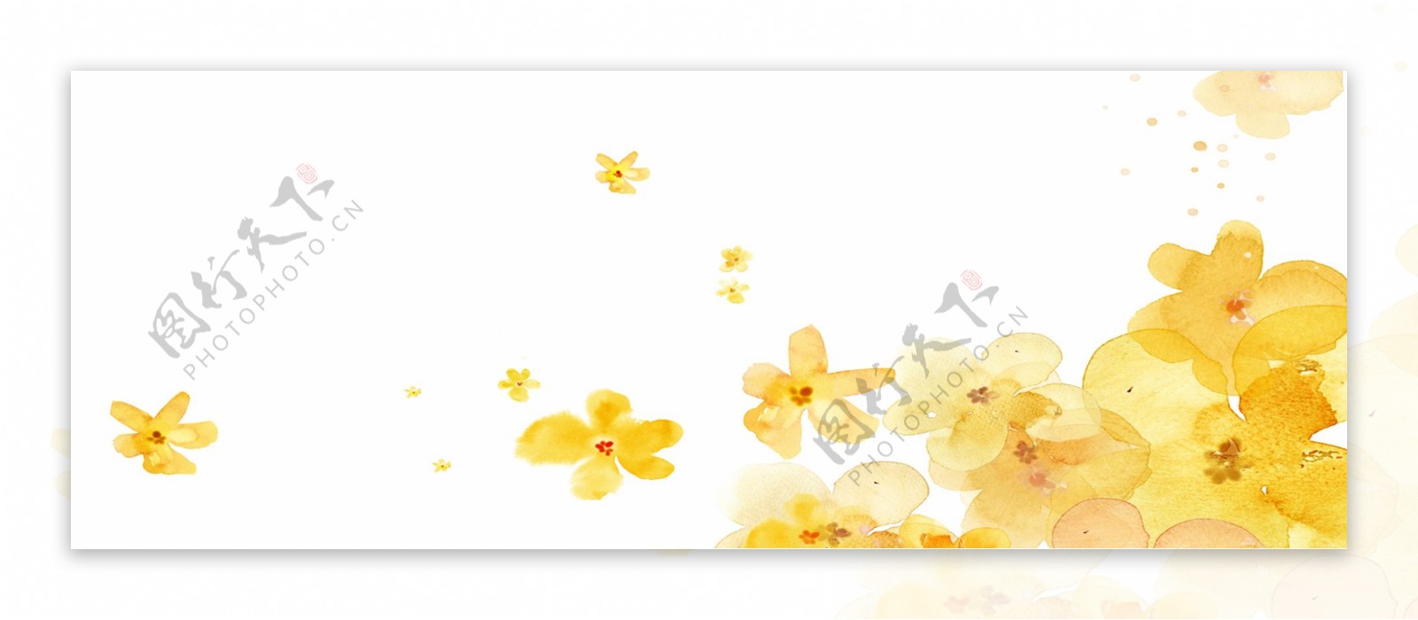 黄色水墨花朵