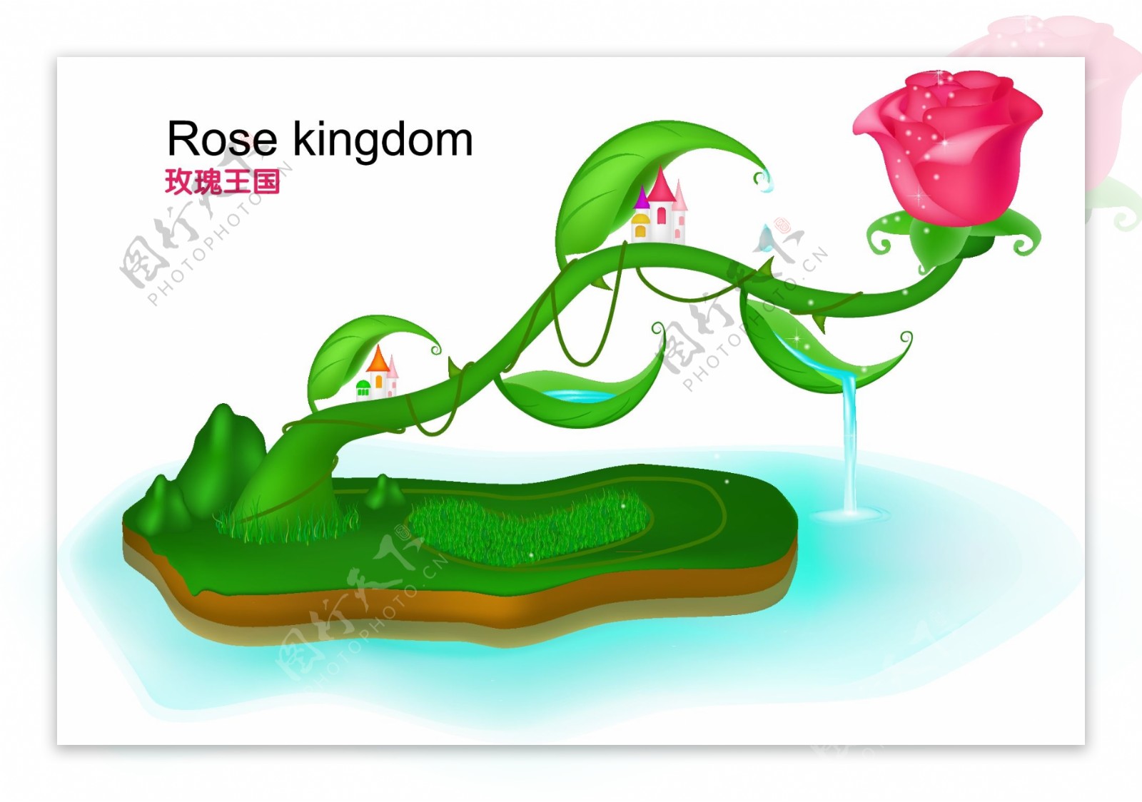 玫瑰的童话世界的原始向量