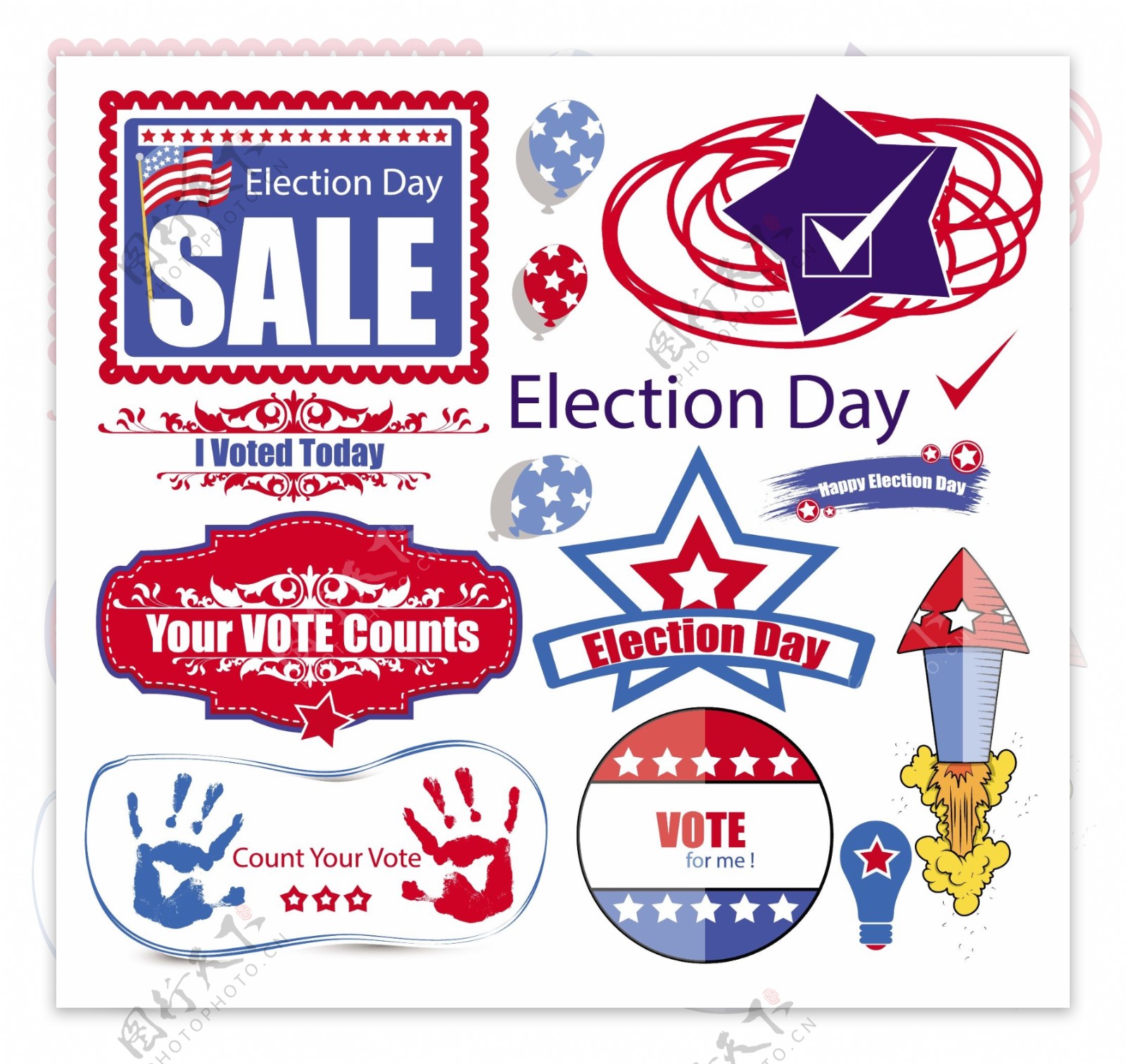 美国选举当天销售图形集