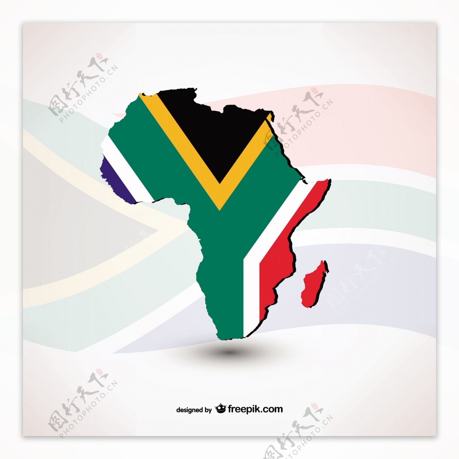 带轮廓的南非国旗