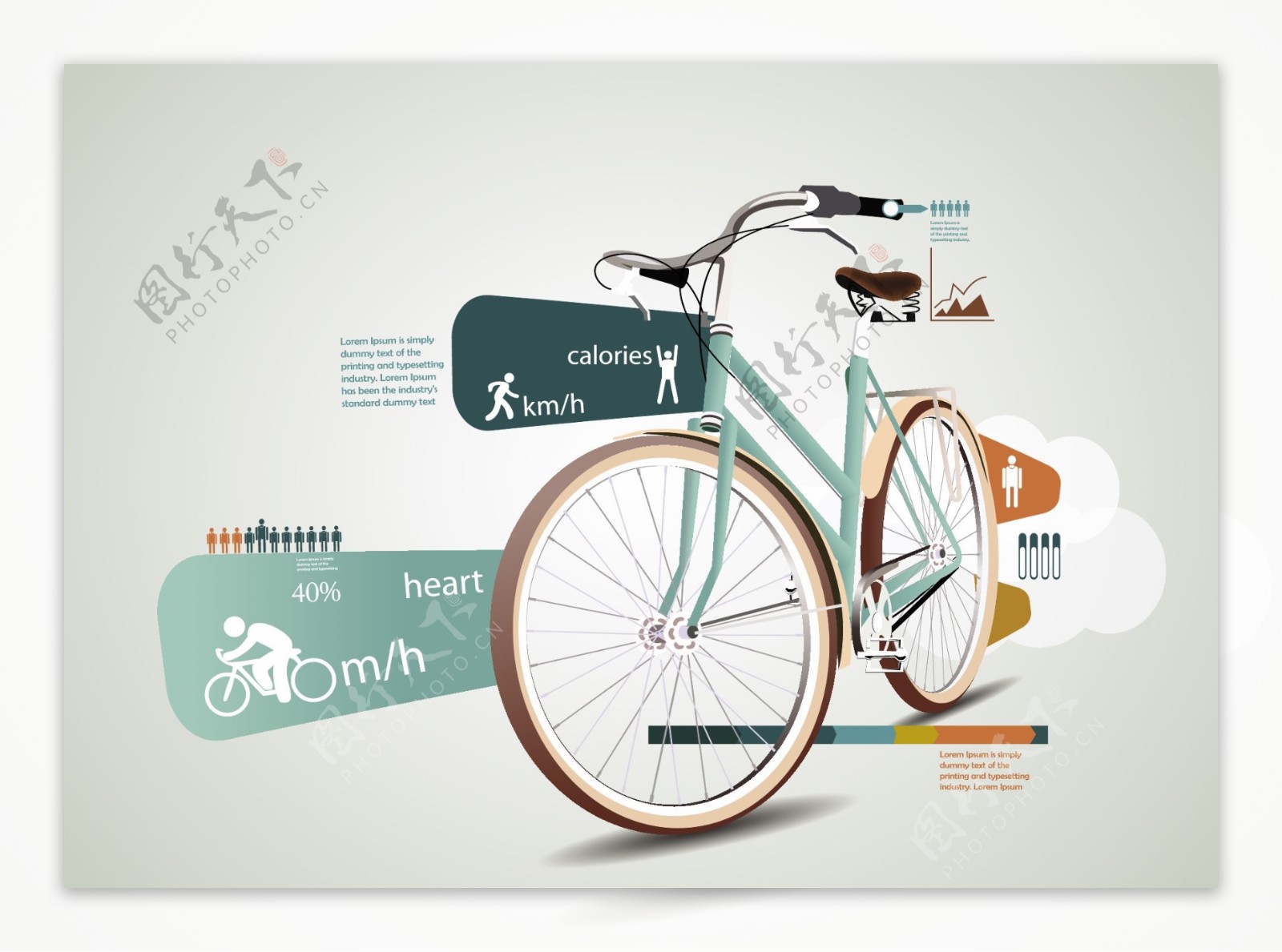 卡通自行车信息图表