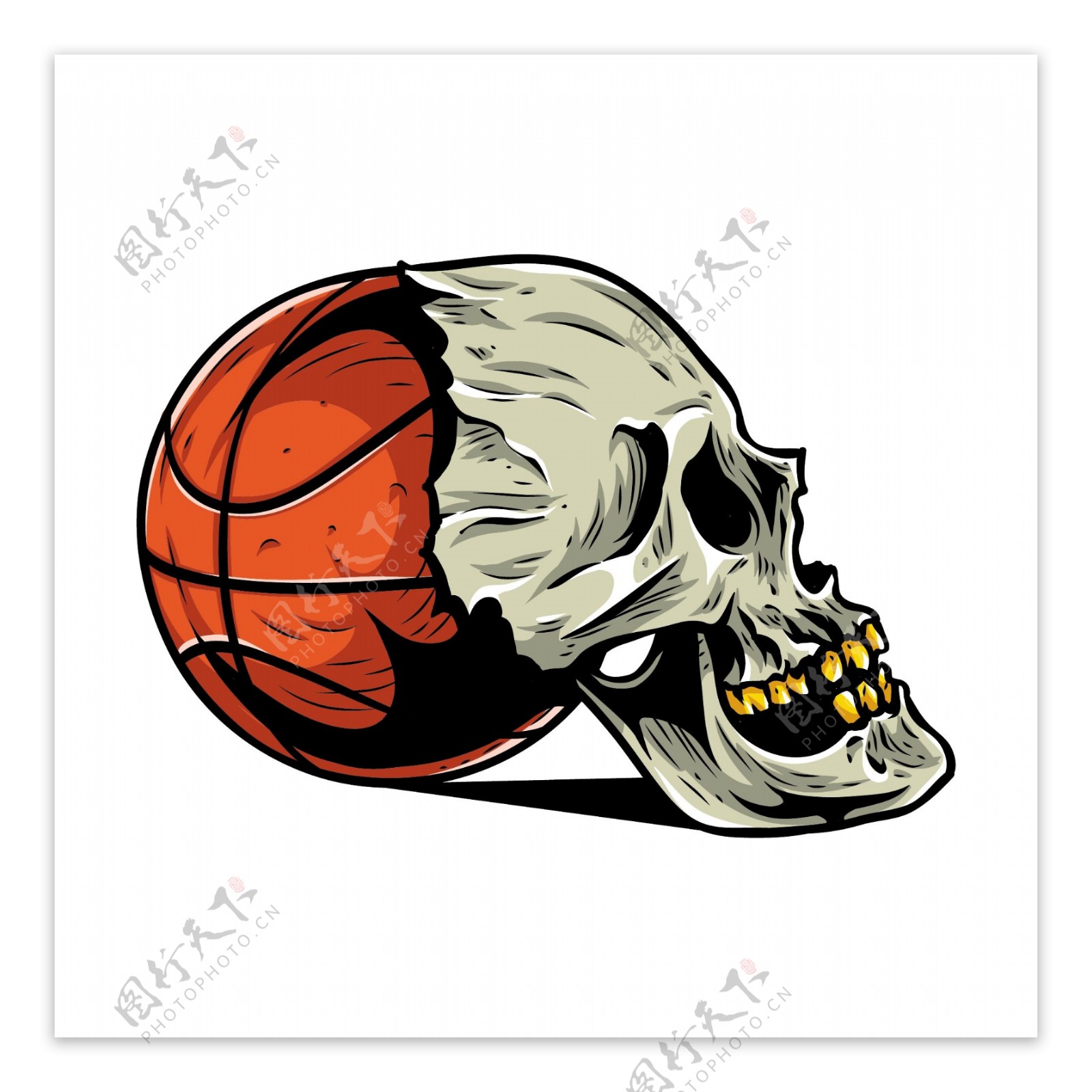 骷髅篮球插画