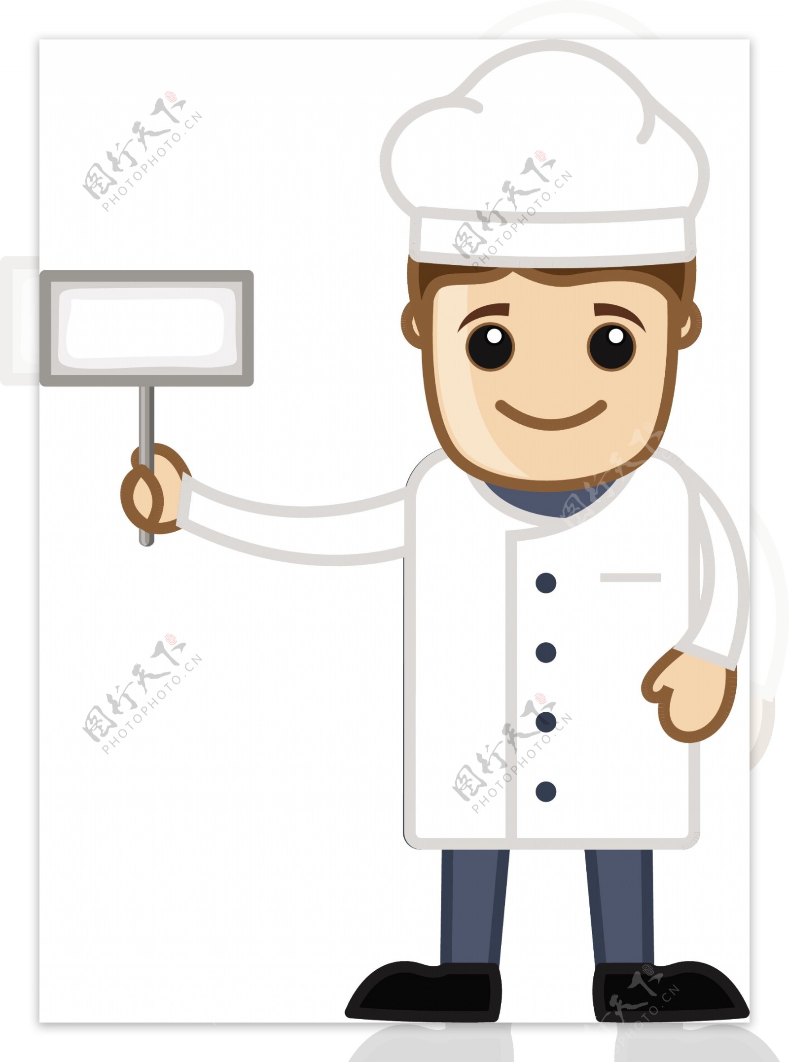 白色旗帜卡通商业矢量字符的厨师
