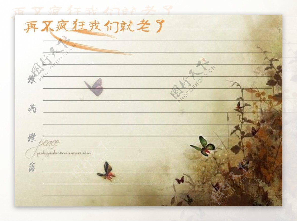 蝴蝶信纸图片