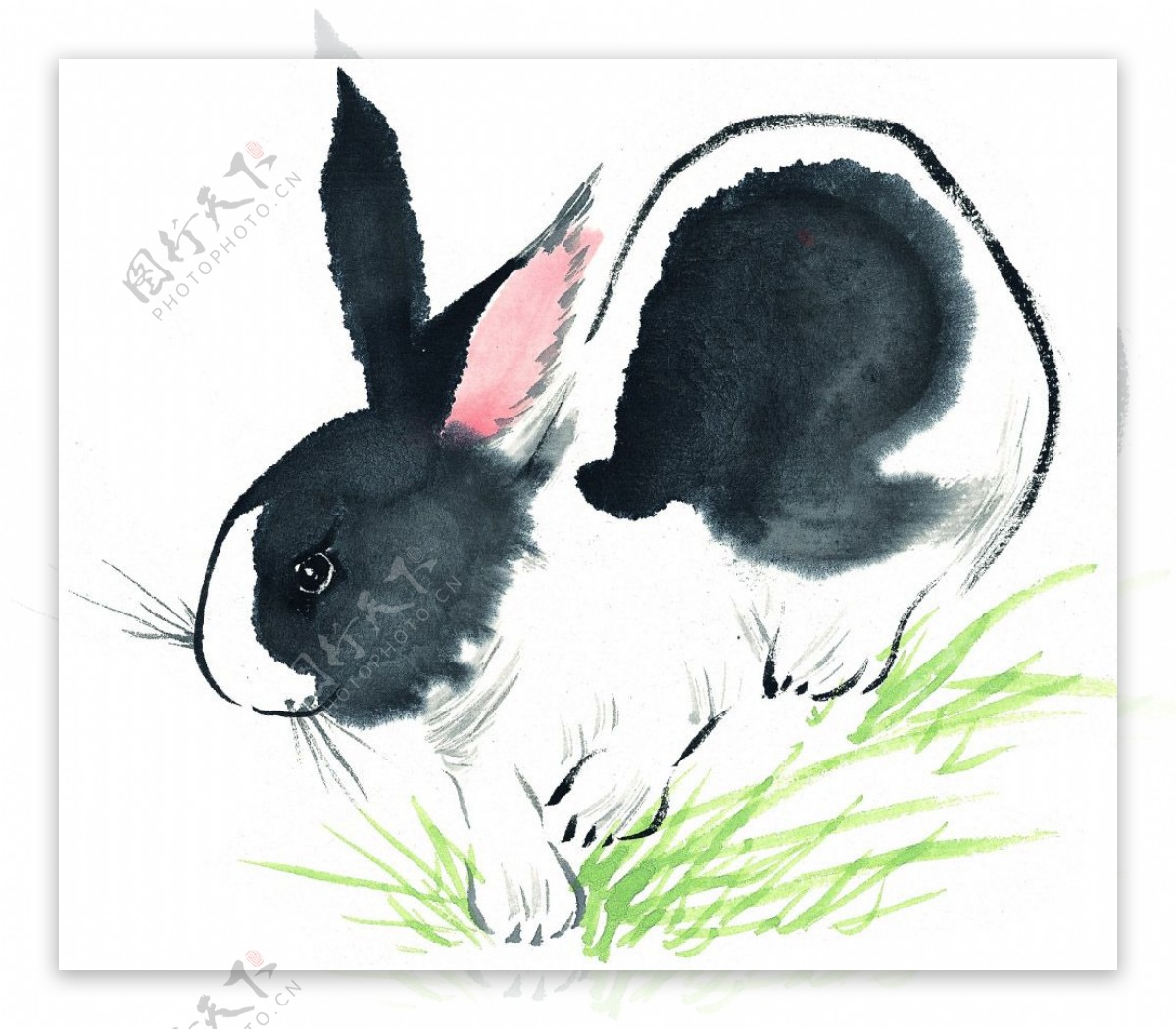 位图动物兔子彩色水墨画免费素材