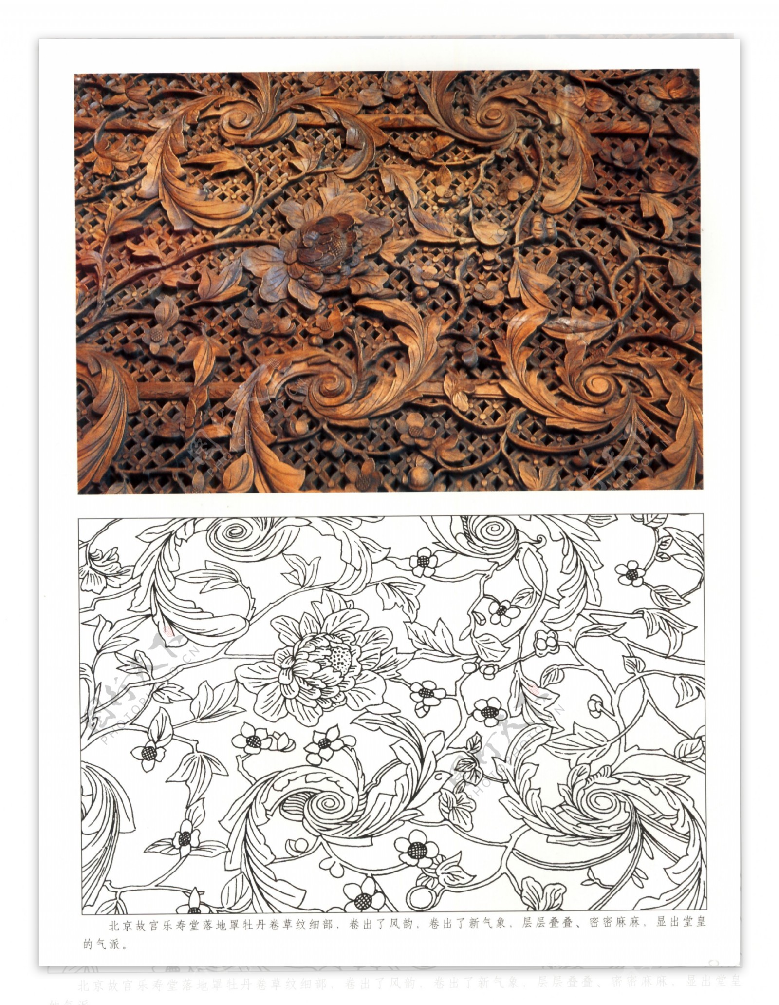 古代建筑雕刻纹饰草木花卉牡丹月季18
