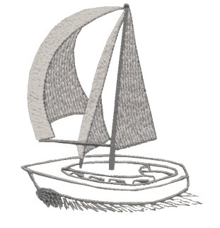 绣花交通工具帆船色彩灰色免费素材