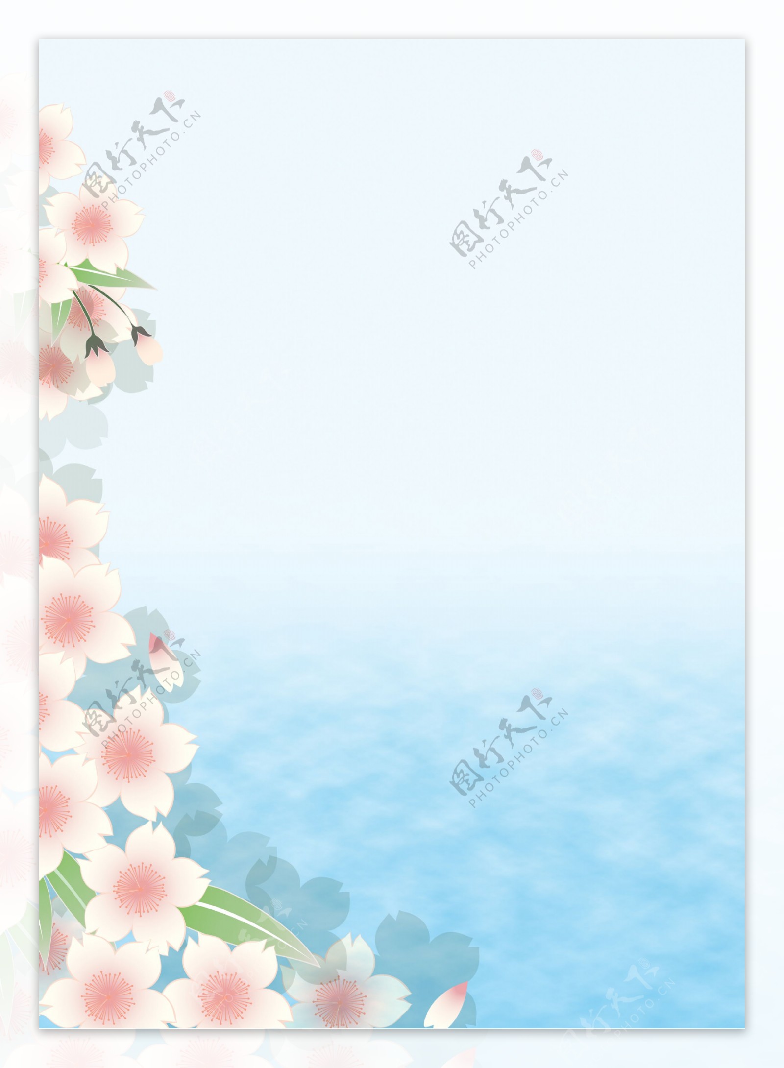 清新大海花朵背景