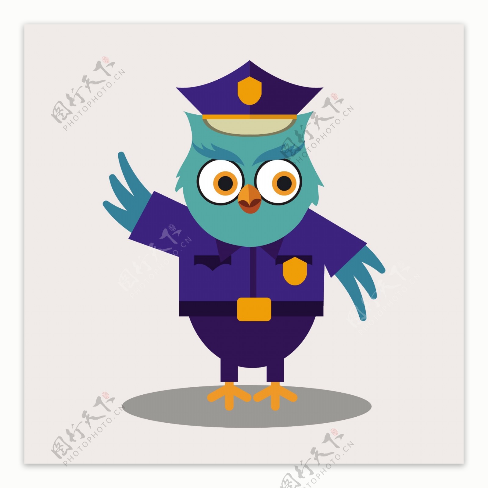 猫头鹰卡通角色可爱警察