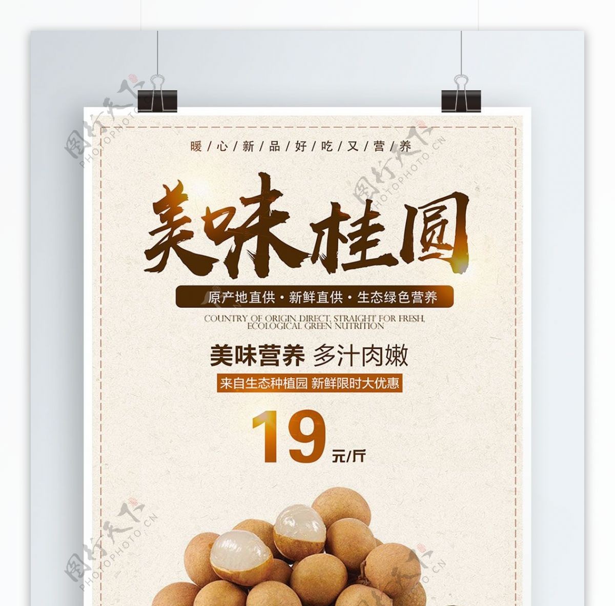 复古中国风美食桂圆商业海报设计