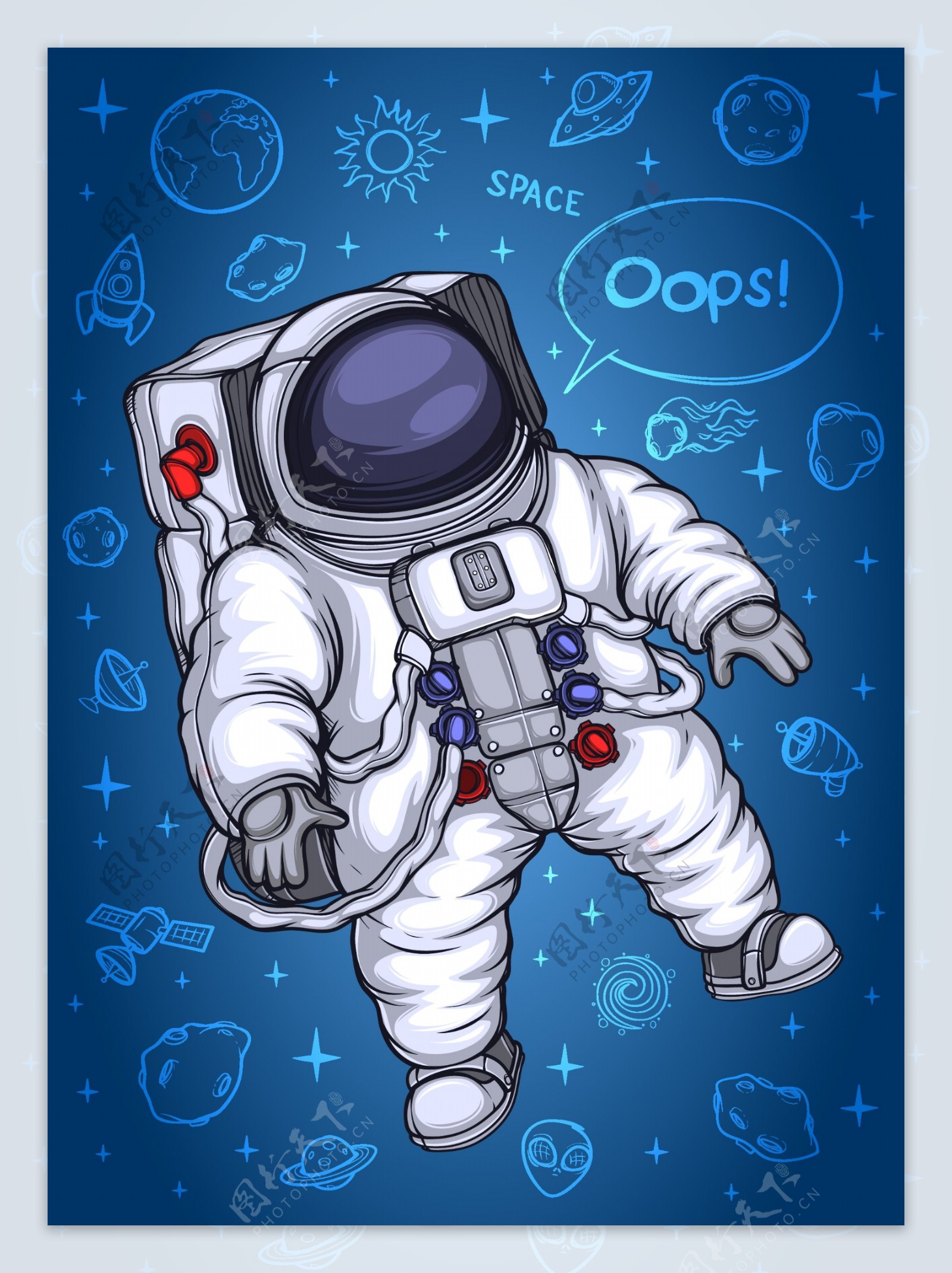 卡通宇航员设计矢量素材