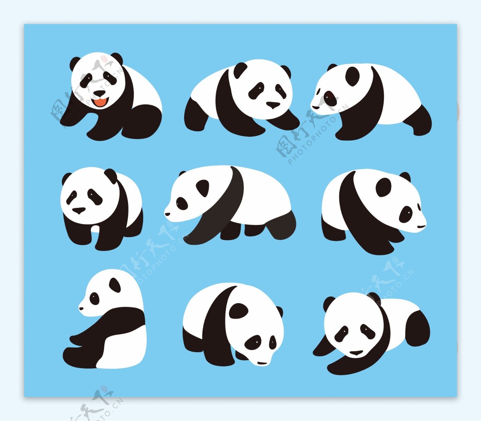 憨态可爱的大熊猫插画