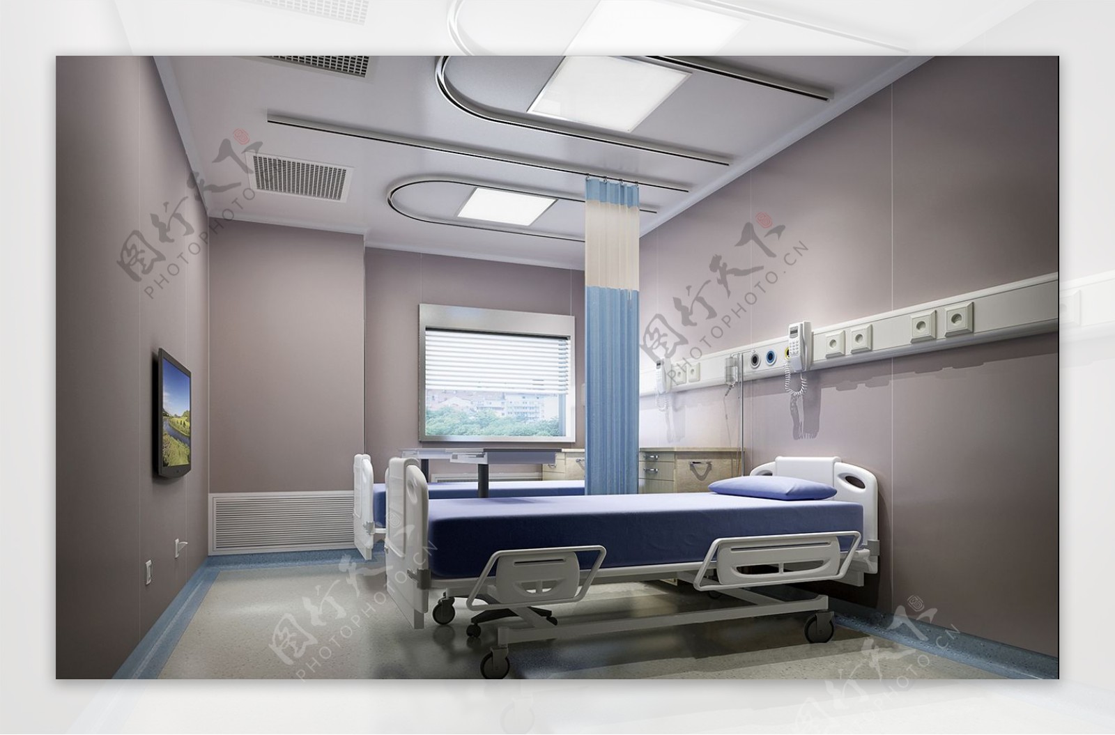 高端医院病房床位装修实景图