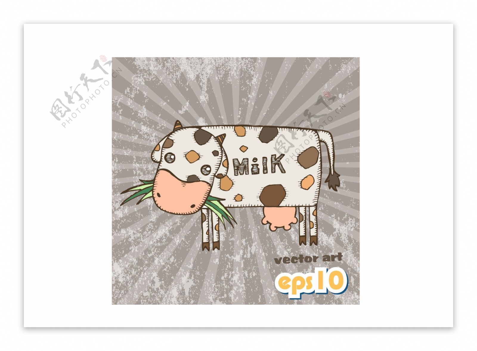 卡通奶牛可爱动物矢量素材
