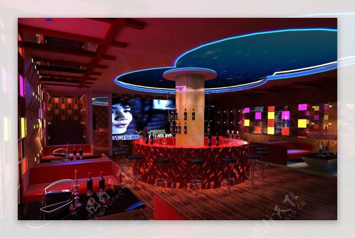 ktv酒吧圆形台柱设计装修图