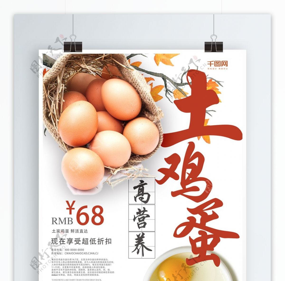 新鲜土鸡蛋特价美食促销海报