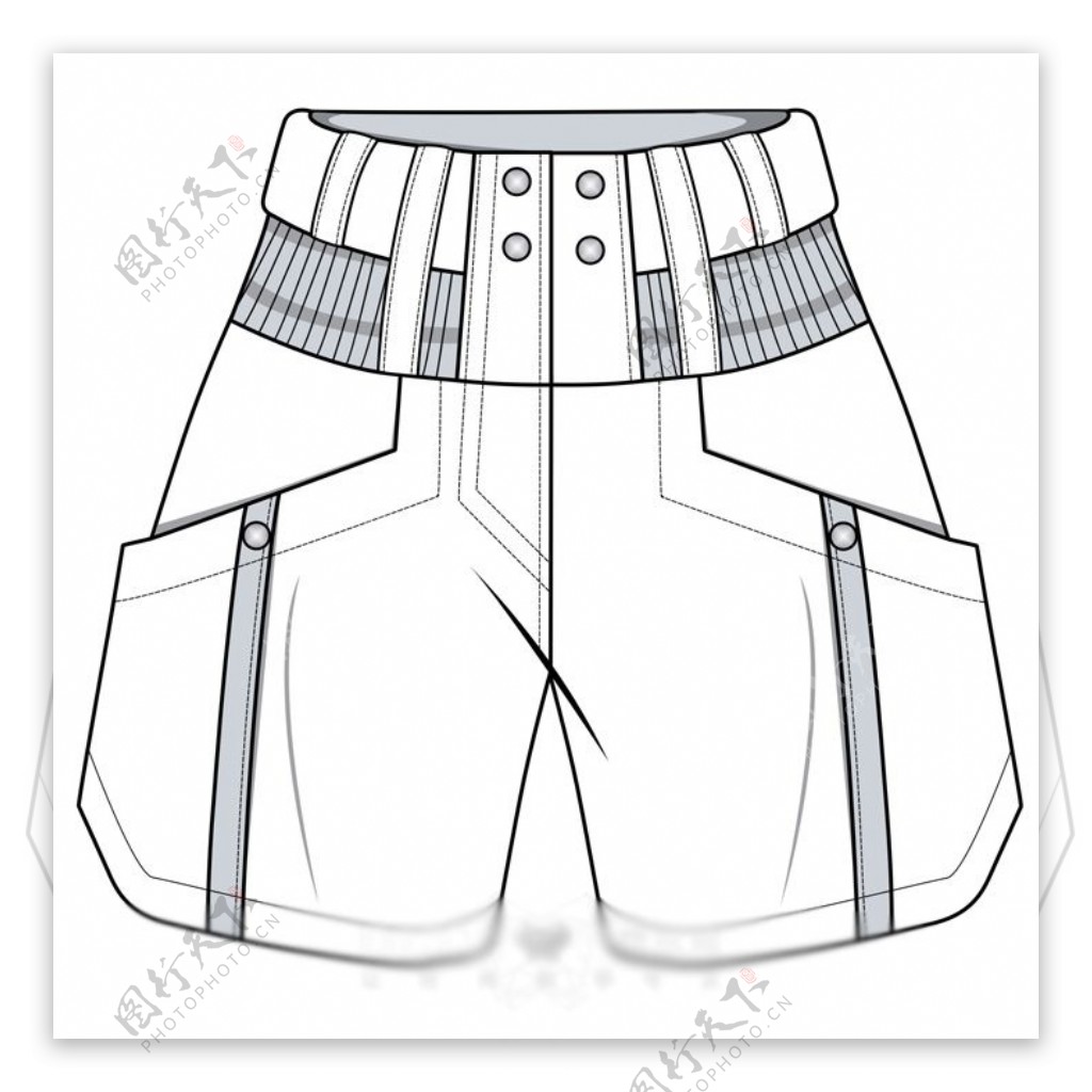 长裤短裤裤子服装设计手绘线稿