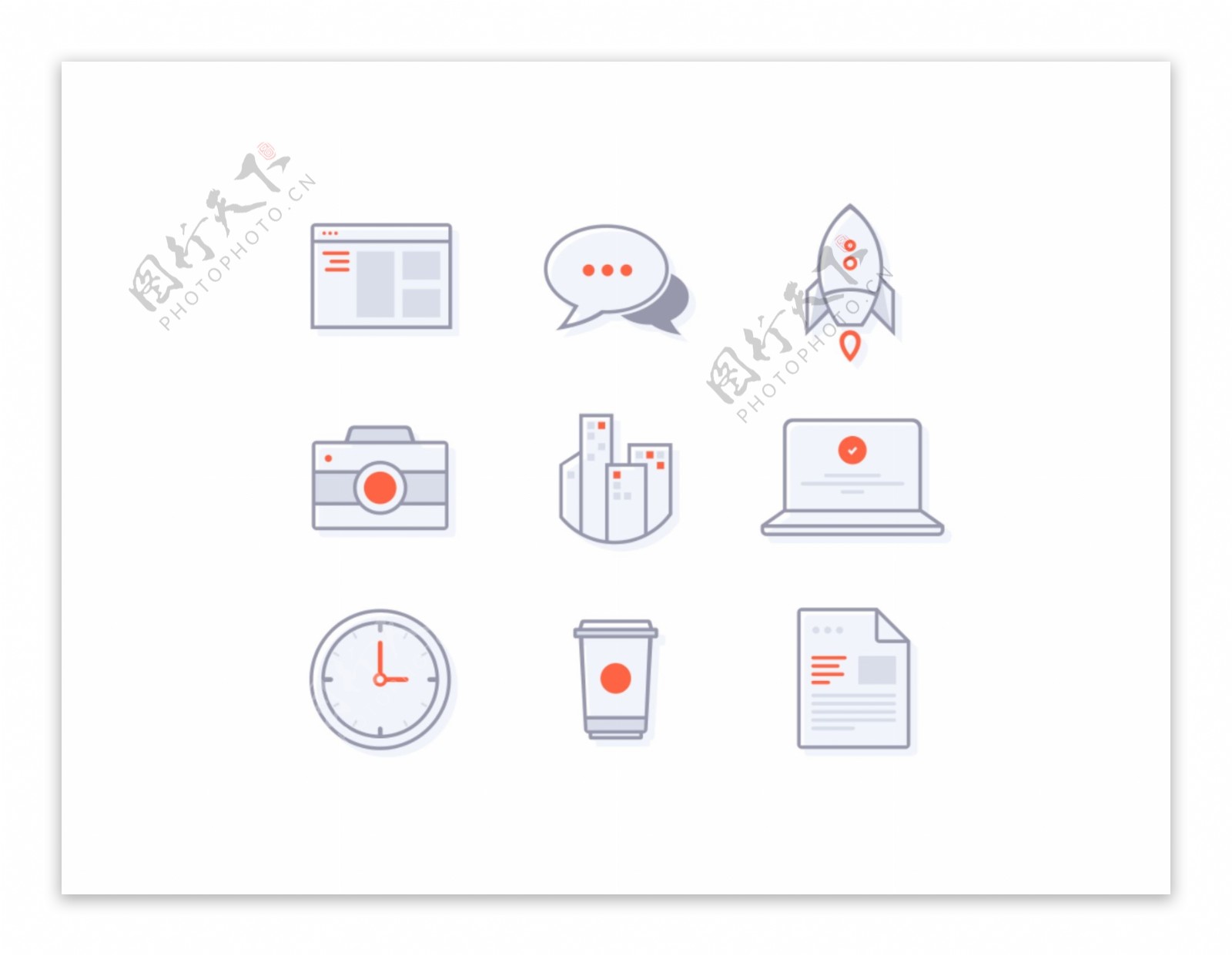 网页UI白红icon图标设计