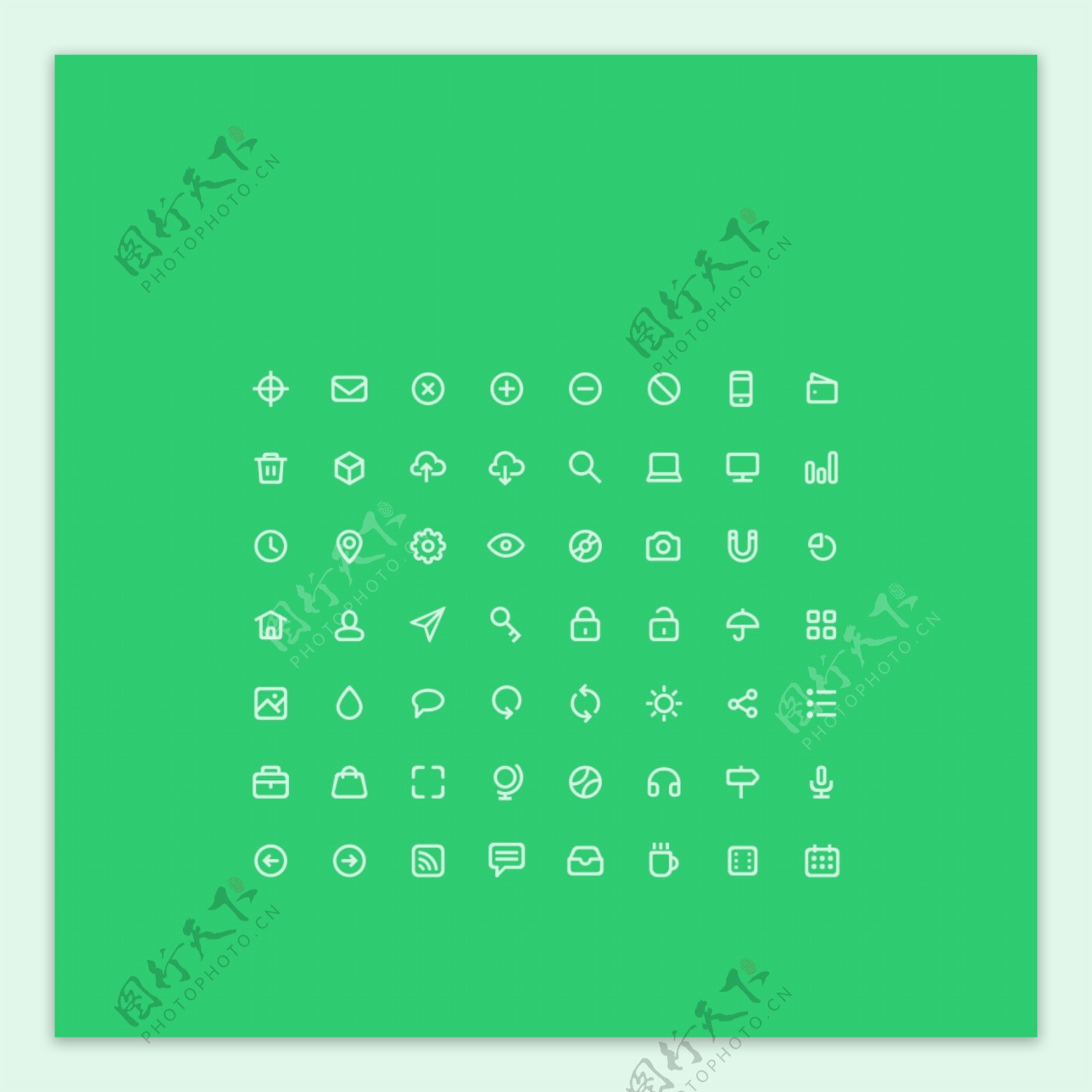 绿色背景线条icon图标设计素材