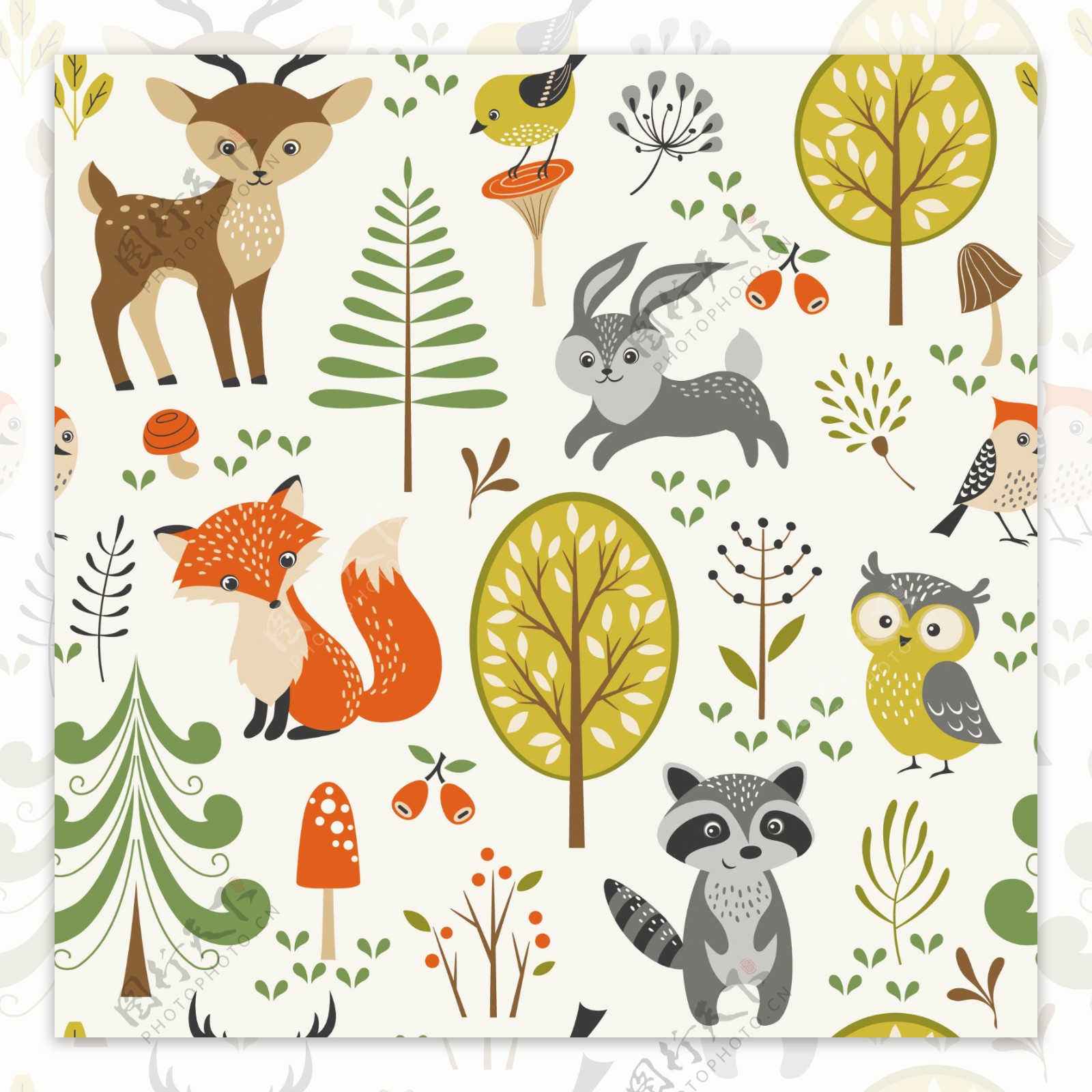 可爱清新动物小鹿壁纸图案装饰设计