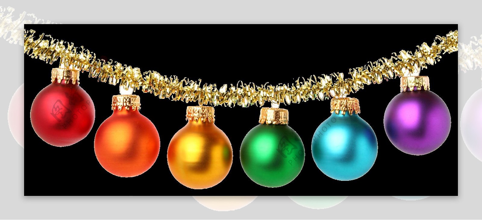 一串彩色圣诞球免抠png透明素材